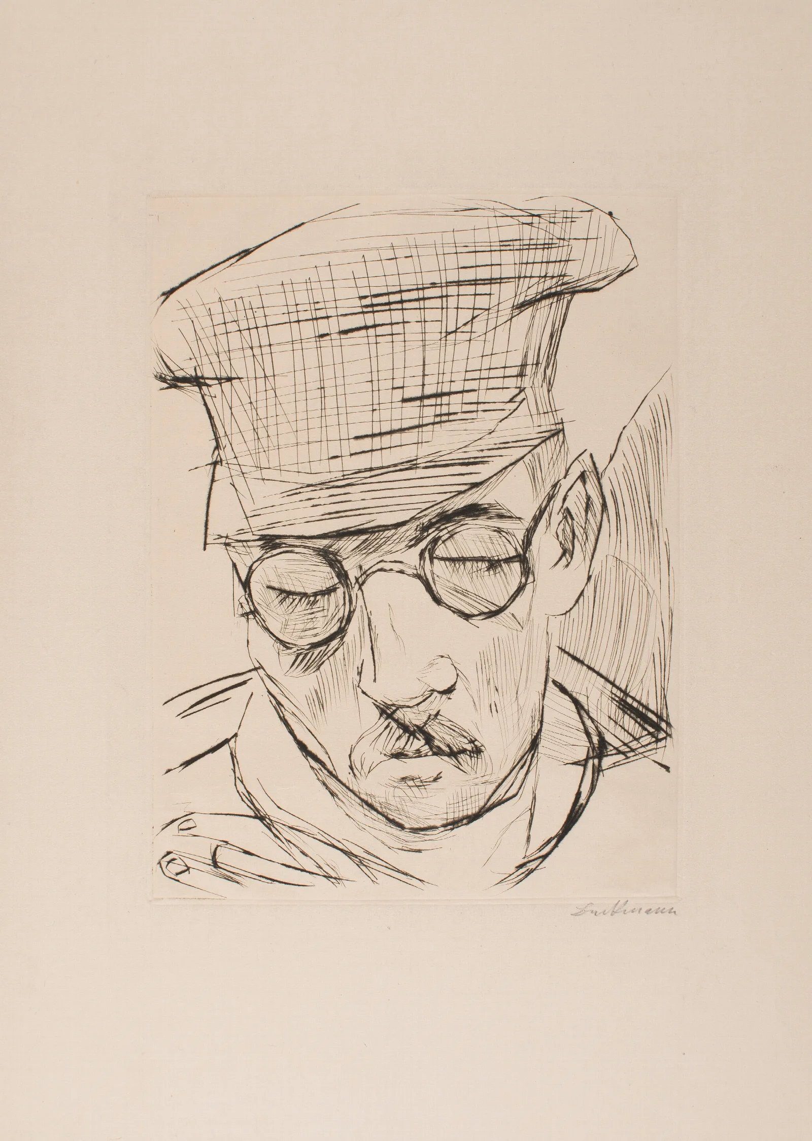 Man With Cap And Glasses Wall Art by Max Beckmann - Canvas Print