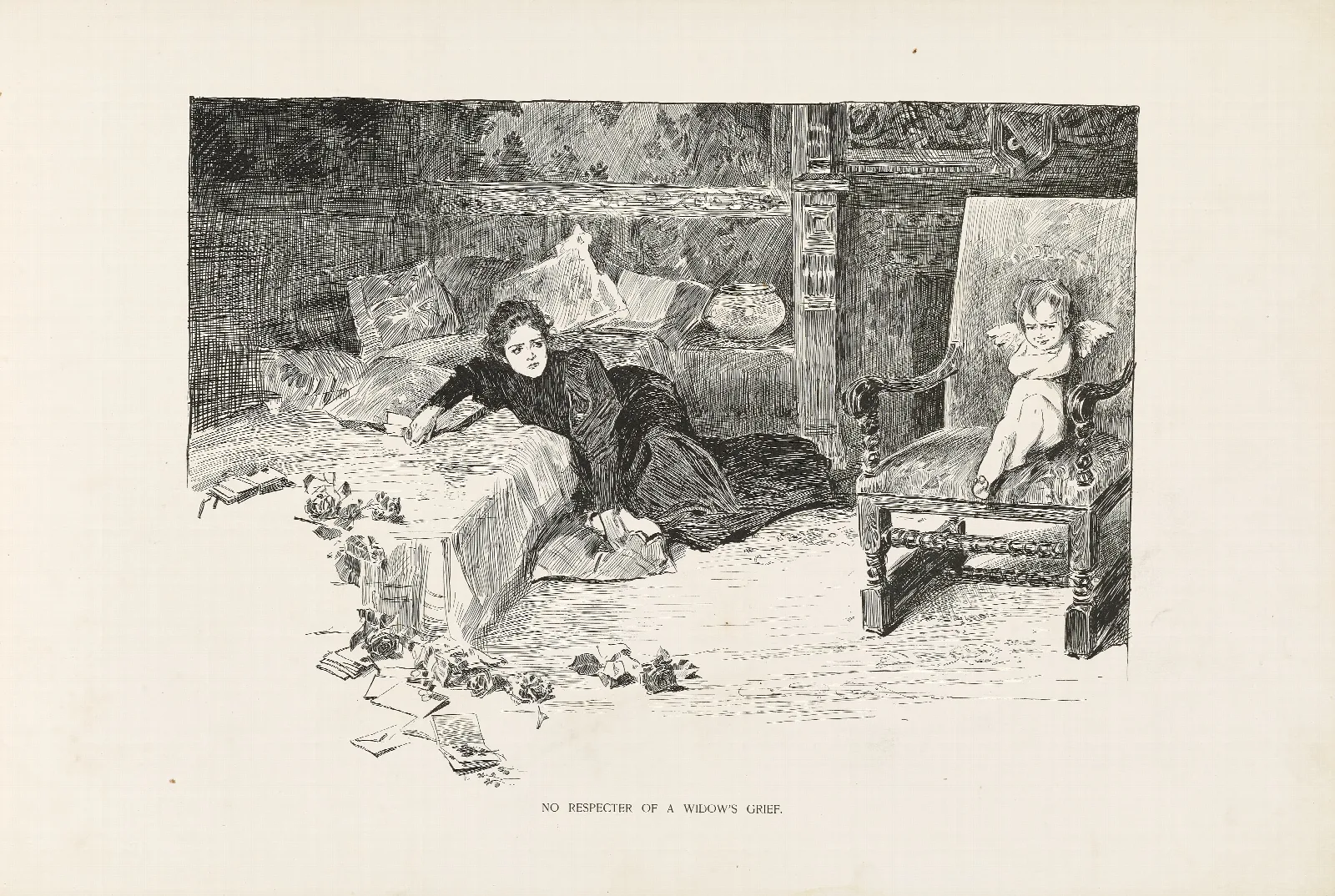 No Respecter Of A Widows Grief Wall Art by Charles Dana Gibson - Canvas Print