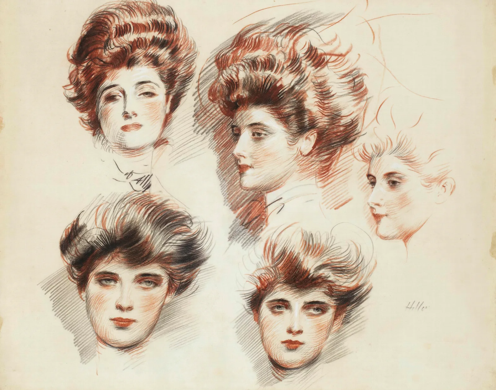 Portraits De Marthe Letellier Et Dellen Helleu Wall Art by Paul César Helleu - Canvas Print