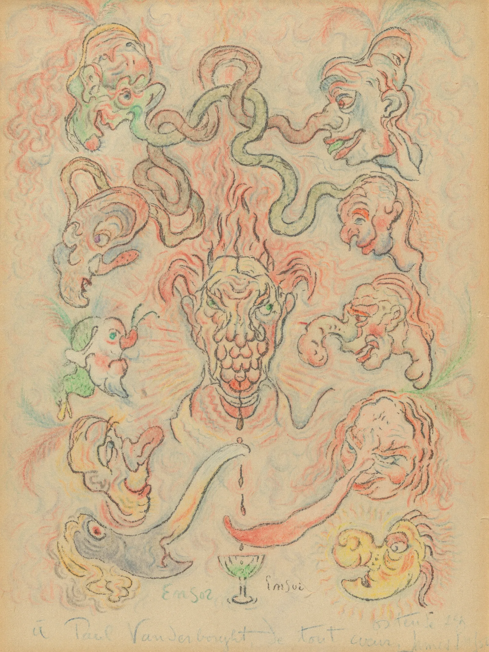 Rendez Notre Ancienne Face Fors Les Chers Faux Nez Burlesques Wall Art by James Ensor - Canvas Print