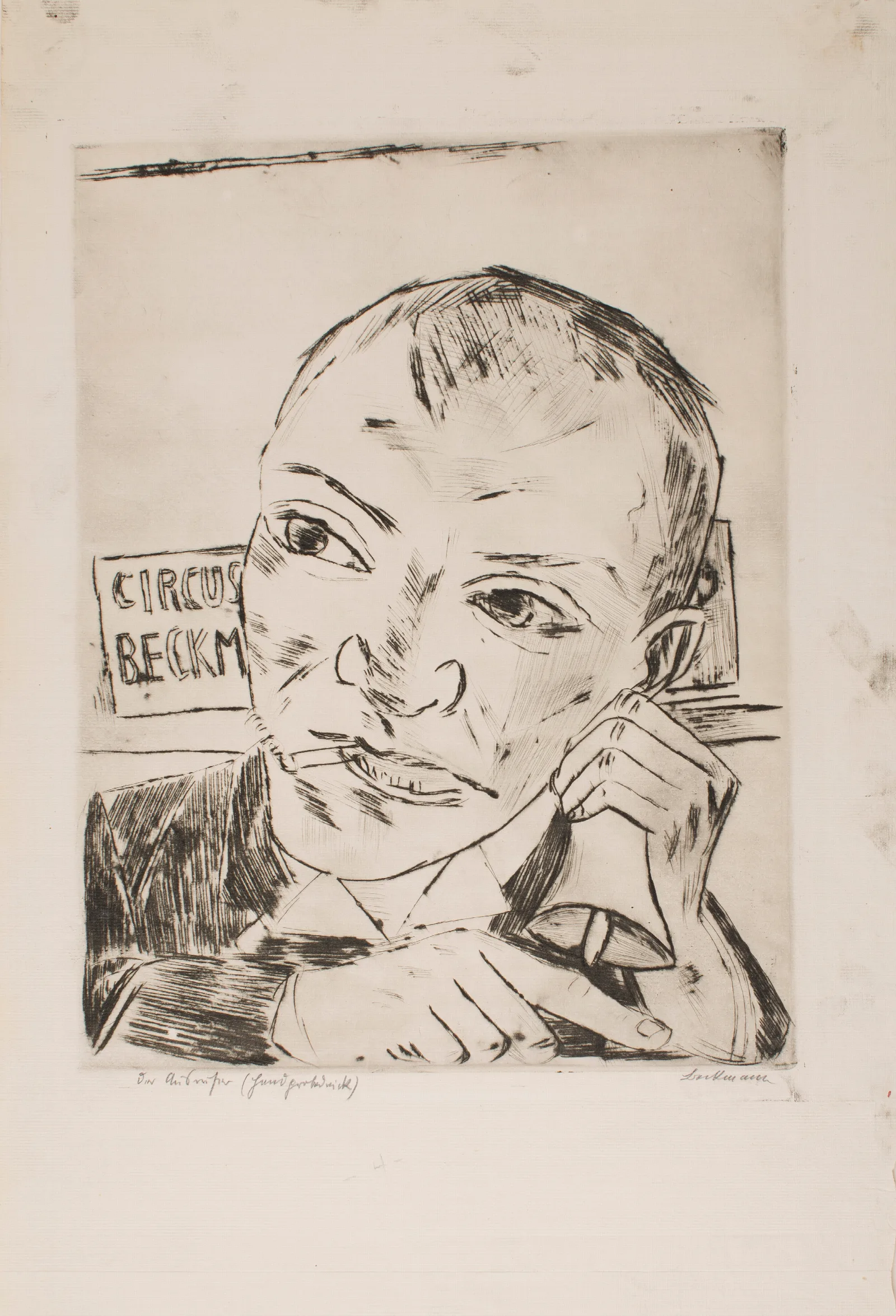 The Barker Self Portrait Plate 1 From The Portfolio The Annual Fair Wall Art by Max Beckmann - Canvas Print