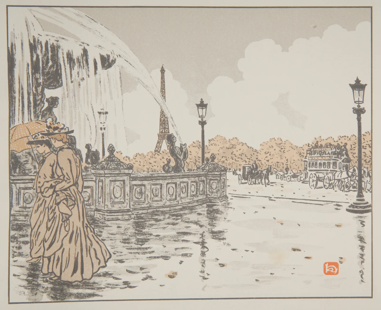 De La Place De La Concorde Wall Art by Henri Rivière - Canvas Print