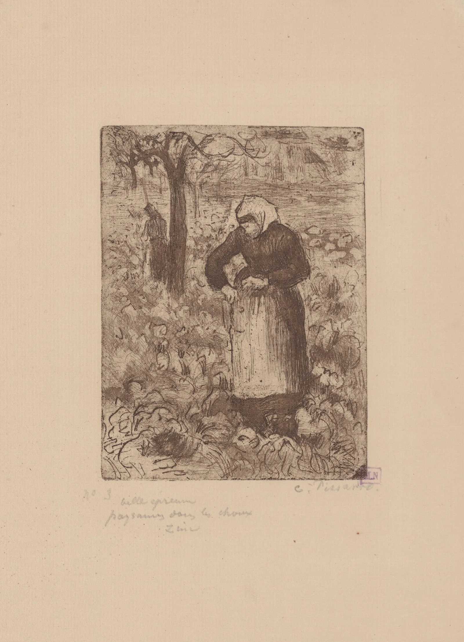 Paysanne Dans Les Choux Wall Art by Camille Pissarro - Canvas Print