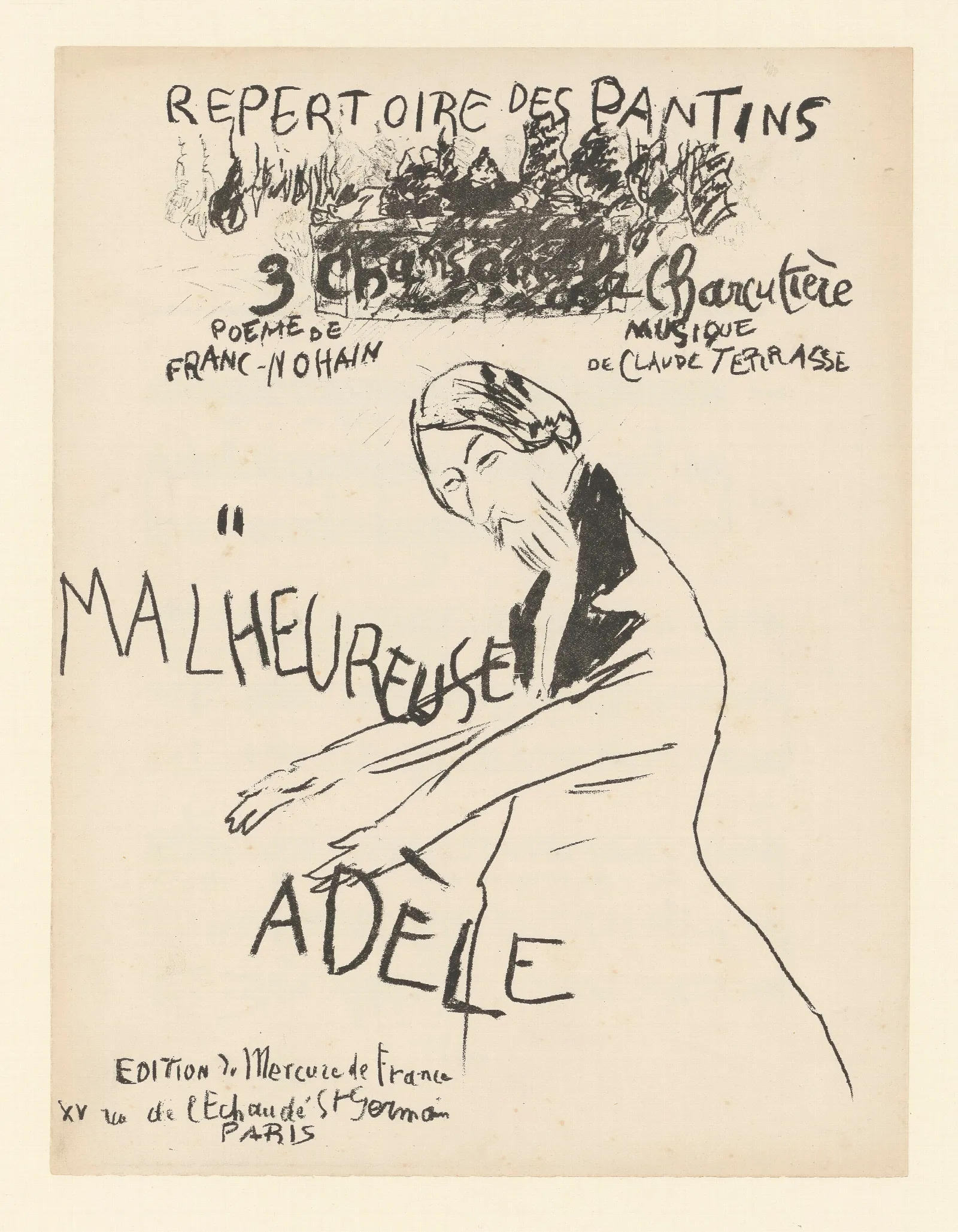 Trois Chansons A La Charcutiere Malheureuse Adele Wall Art by Pierre Bonnard - Canvas Print
