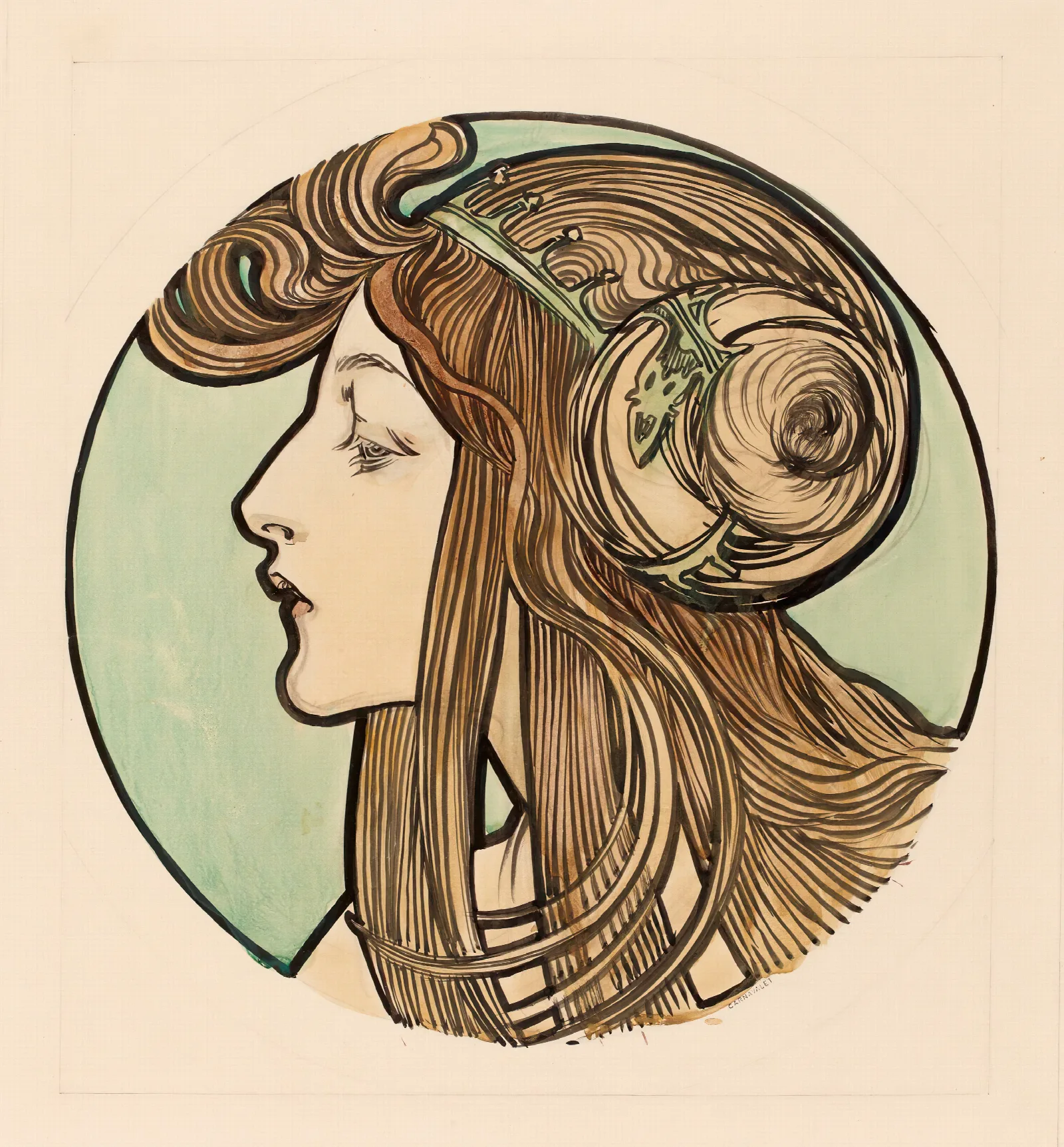Vitrail Pour La Facade De La Boutique Fouquet Wall Art by Alphonse Mucha - Canvas Print
