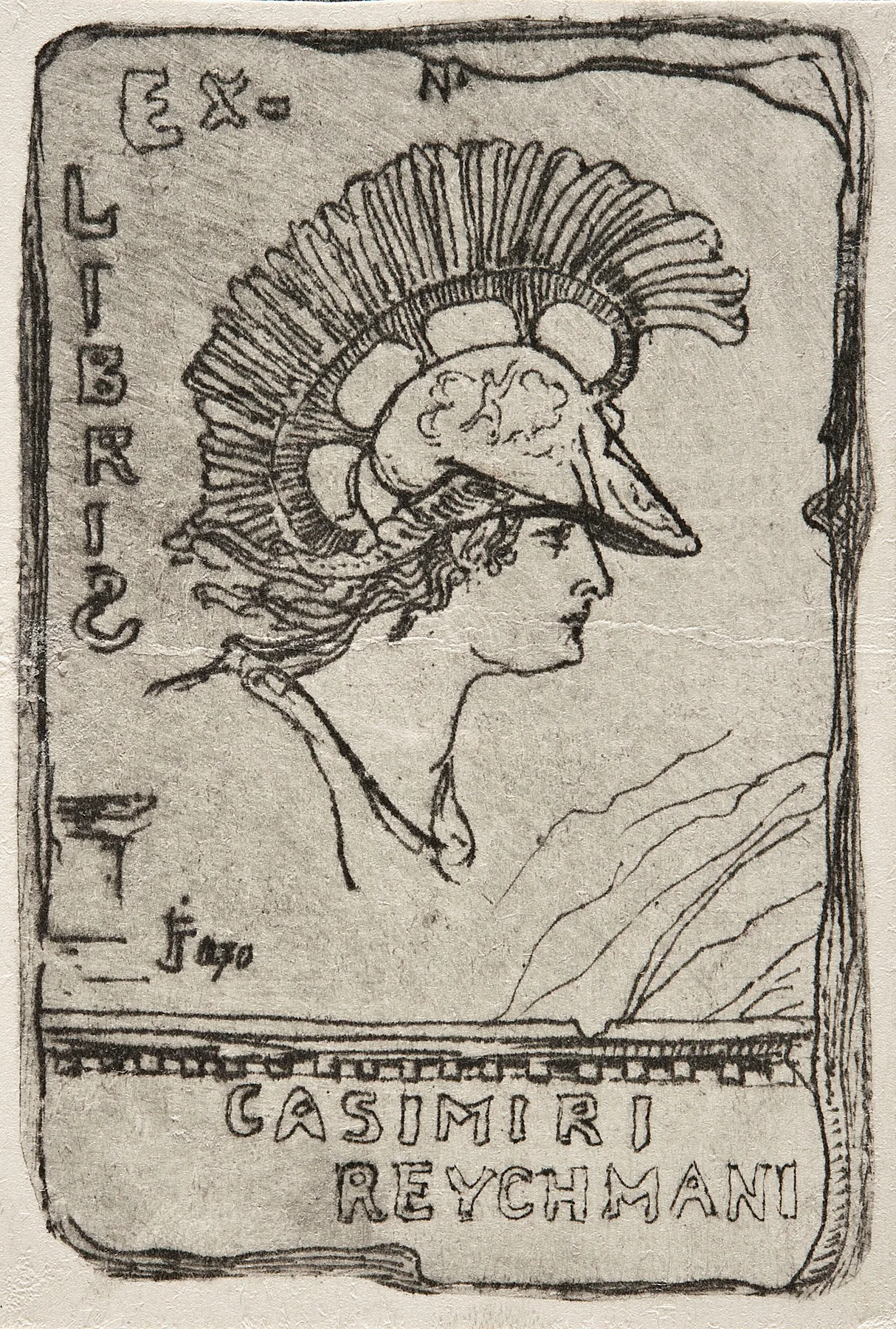 Bookplate Of Kazimierz Reyhman With Athena Wall Art by Feliks Jabłczyński - Canvas Print