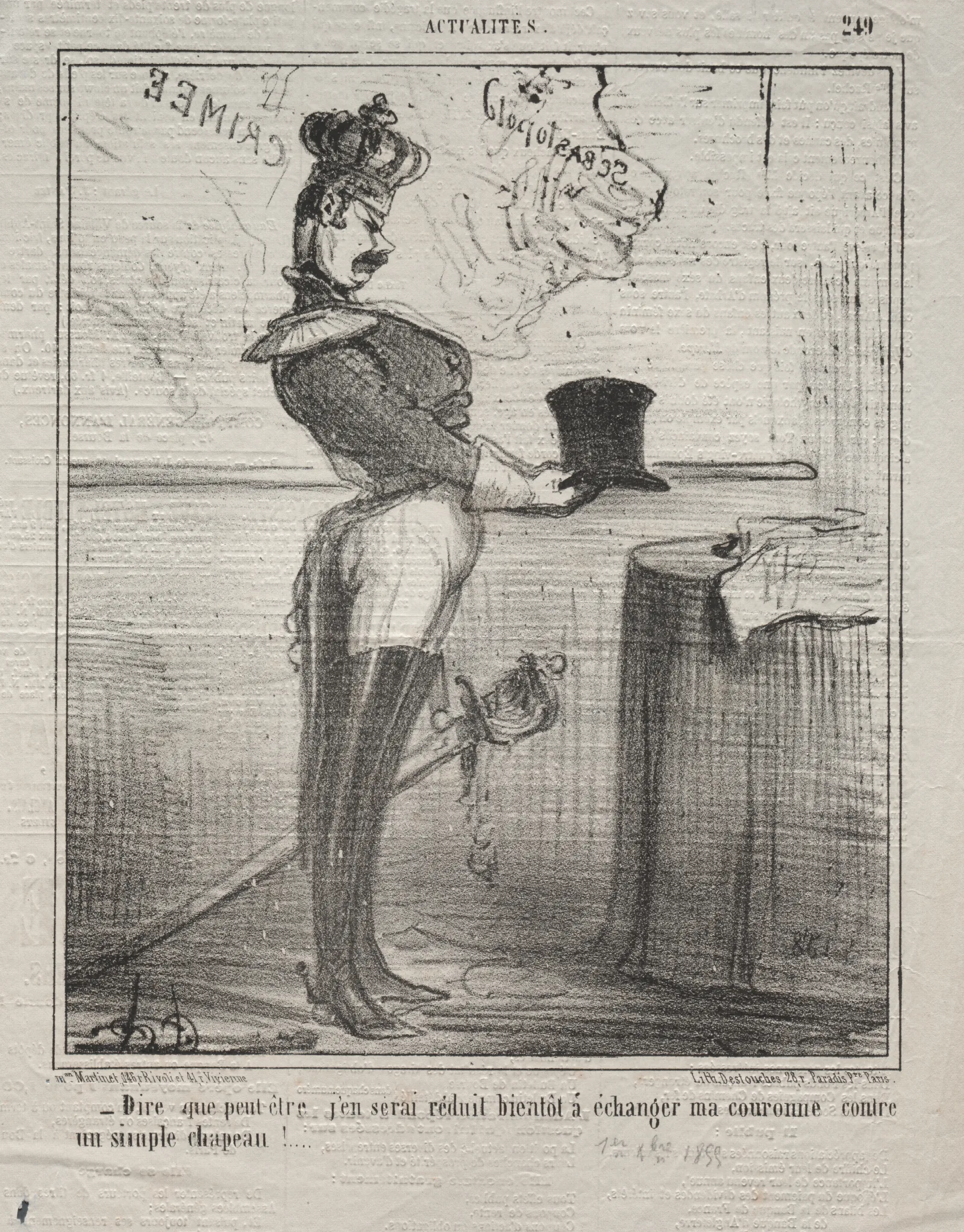 To Think That I Might Soon Be Reduced To Exchanging My Crown For A Simple Hat Wall Art by Honoré Daumier - Canvas Print