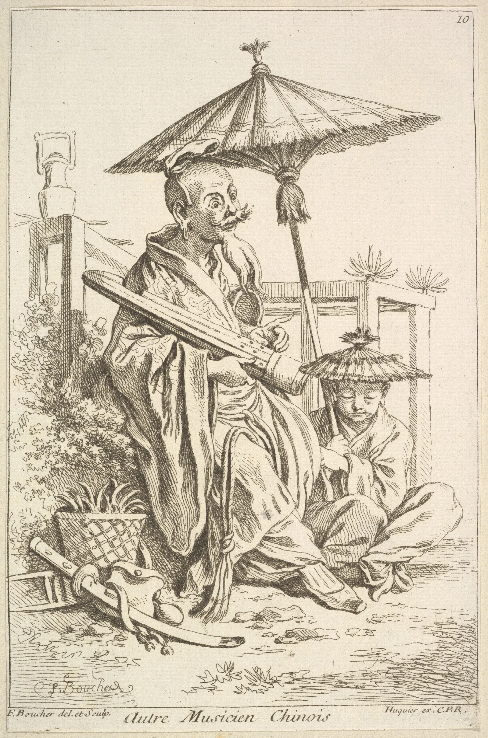 Another Chinese Musician Wall Art by François Boucher - Canvas Print