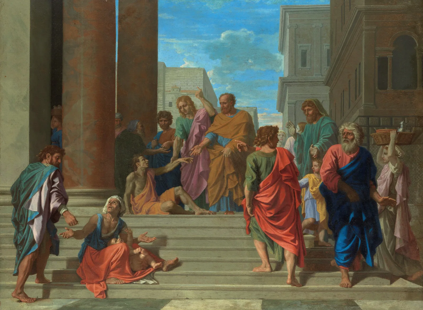 Saints Peter And John Healing The Lame Man Wall Art by Nicolas Poussin - Canvas Print