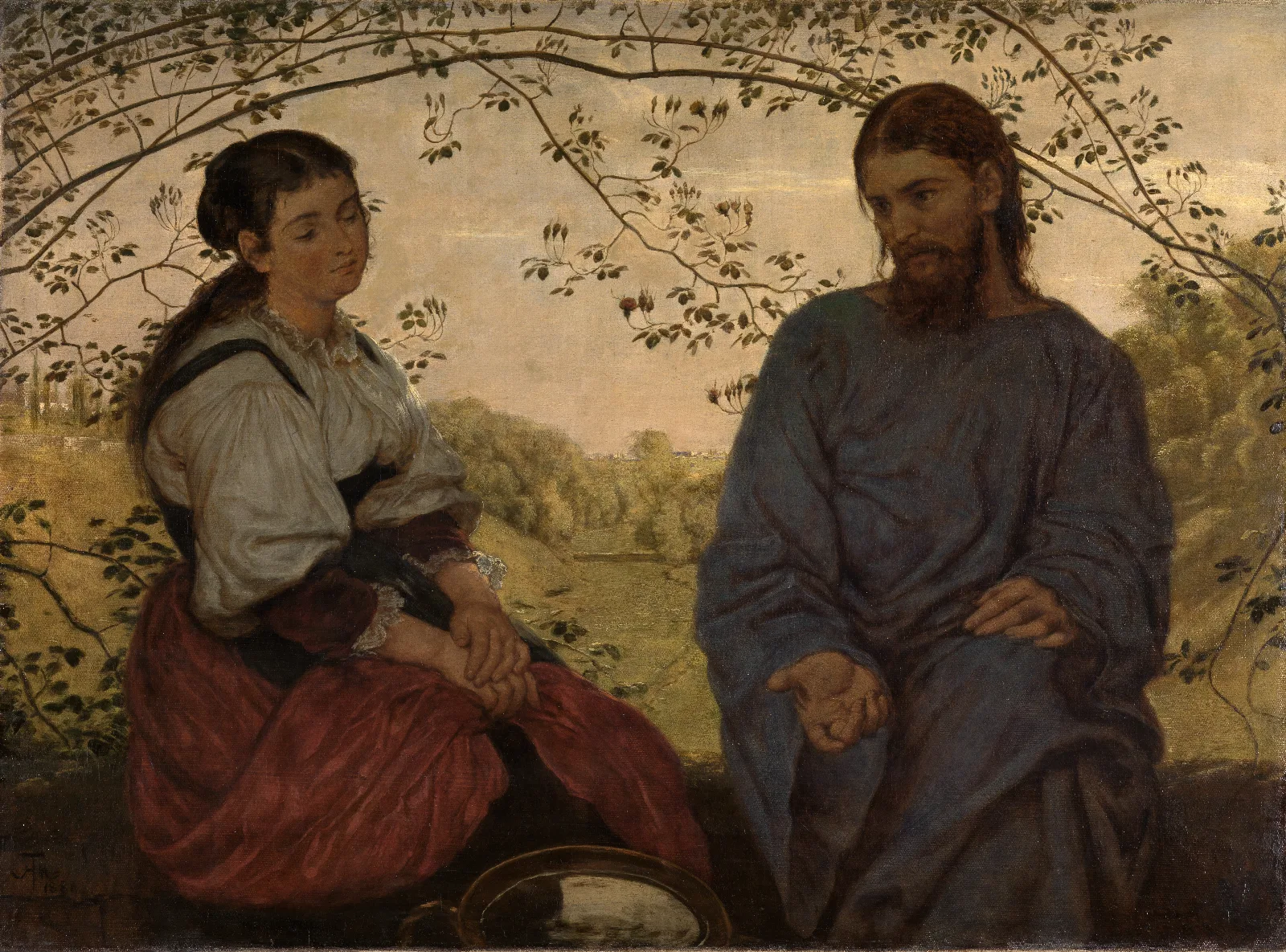 Christus Und Die Samariterin 3 Wall Art by Hans Thoma - Canvas Print