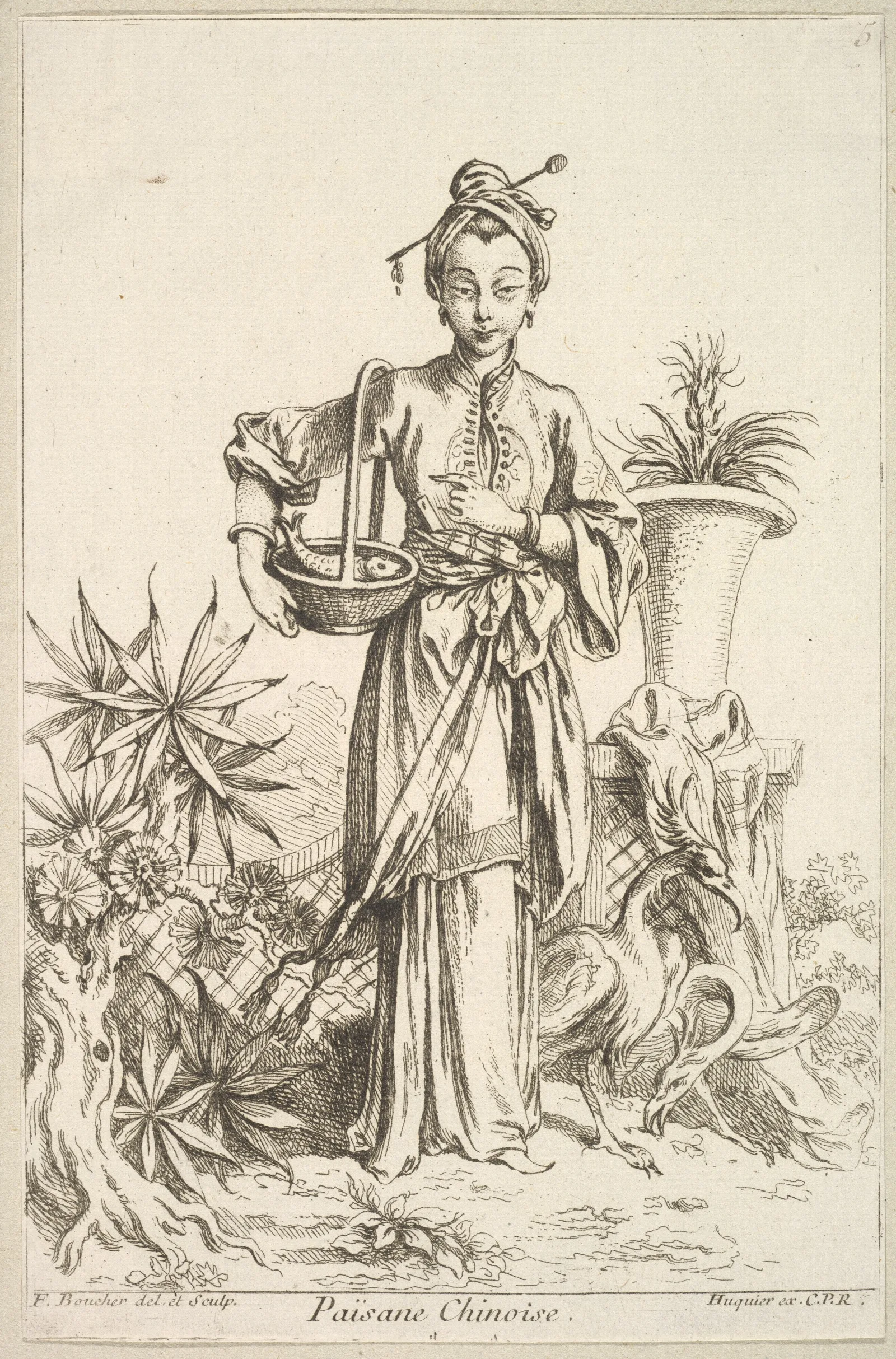 Chinese Peasant Wall Art by François Boucher - Canvas Print