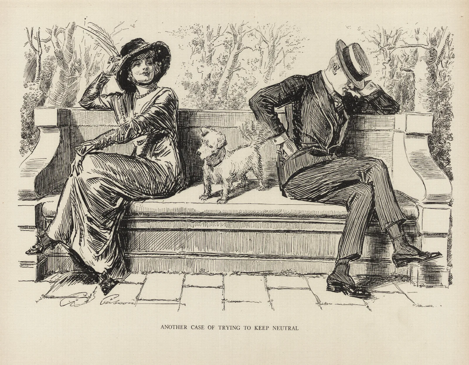 Another Case Of Trying To Keep Neutral Wall Art by Charles Dana Gibson - Canvas Print