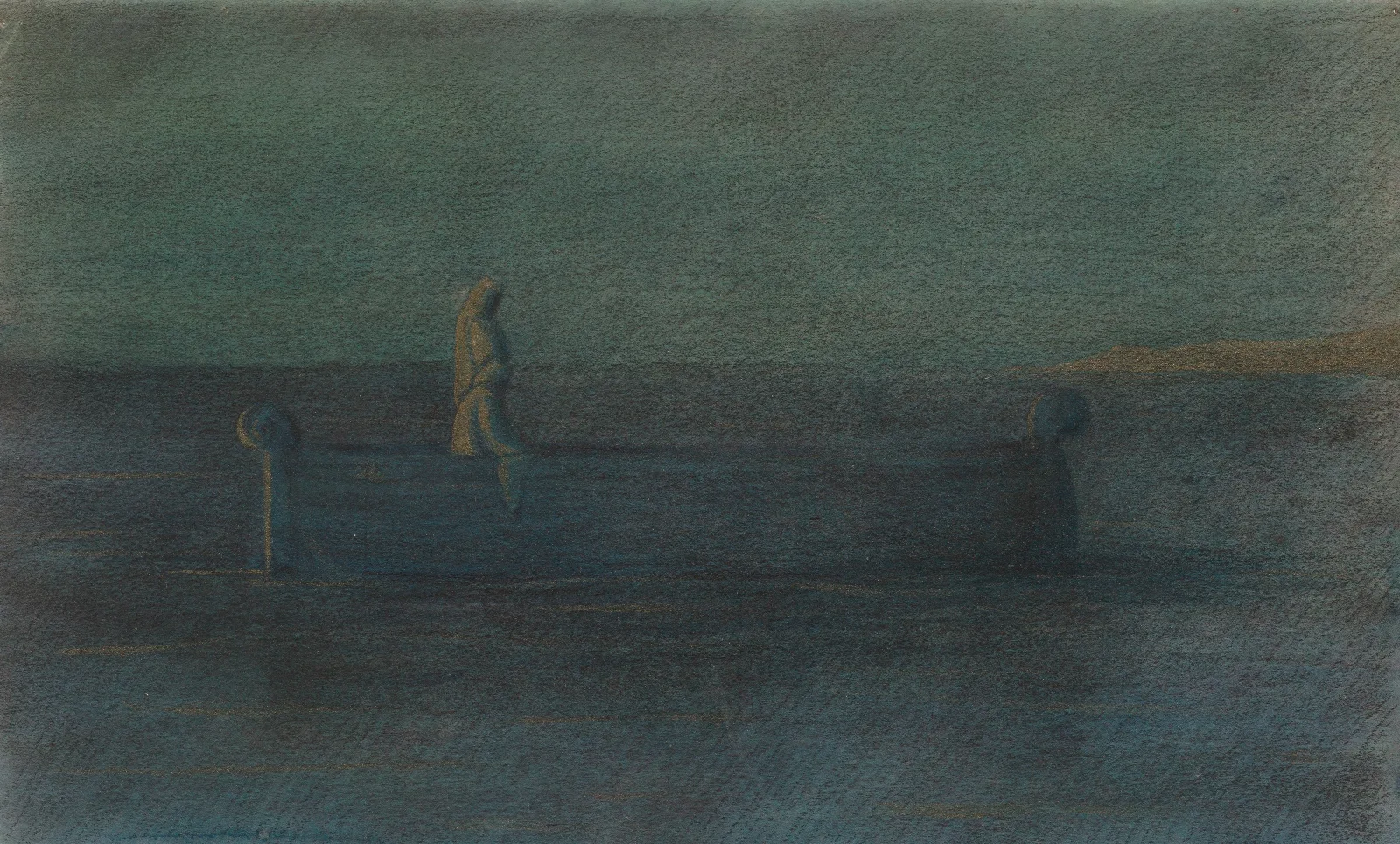 Two Cloaked Figures In A Boat Wall Art by Herbert Crowley - Canvas Print
