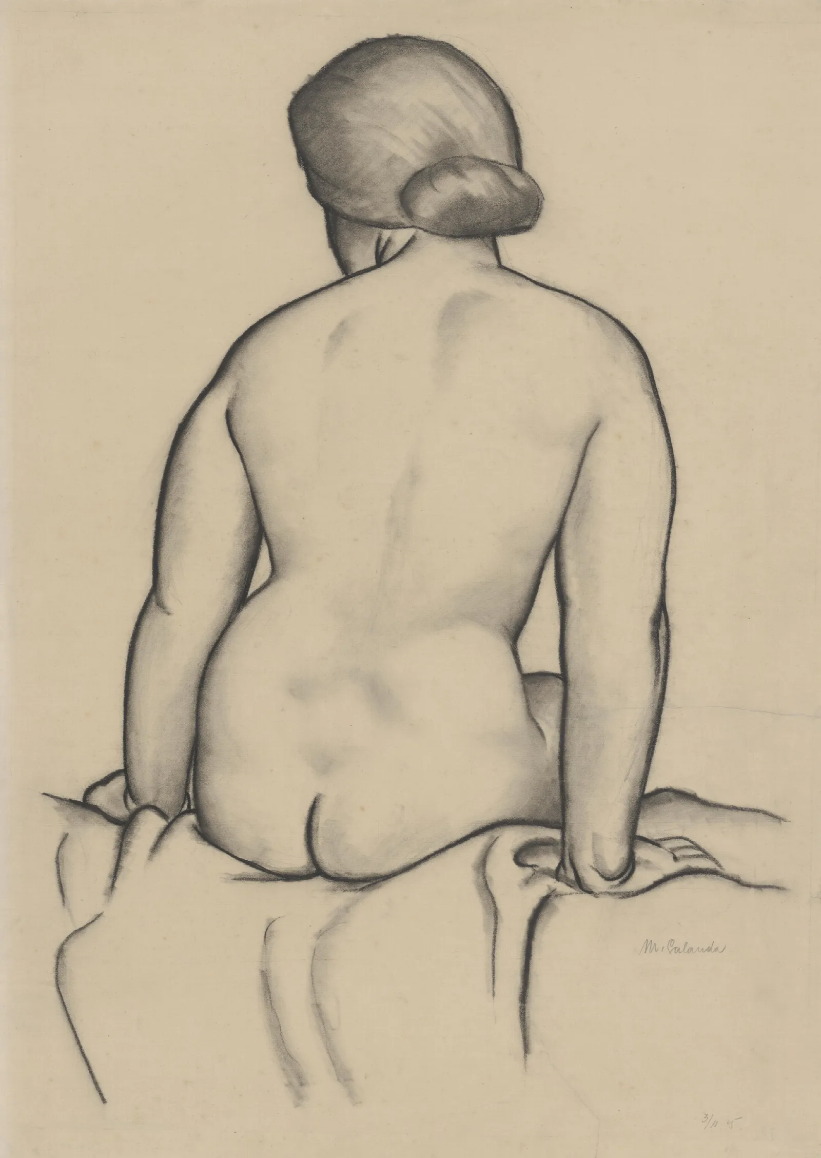 Seated Nude 22 Wall Art by Mikuláš Galanda - Canvas Print