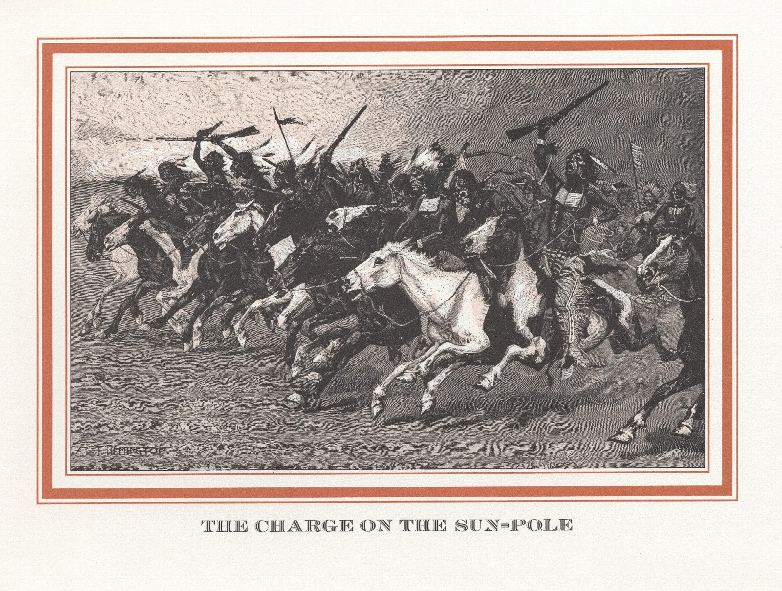 The Charging On The Sun Pole Wall Art by Frederic Remington - Canvas Print