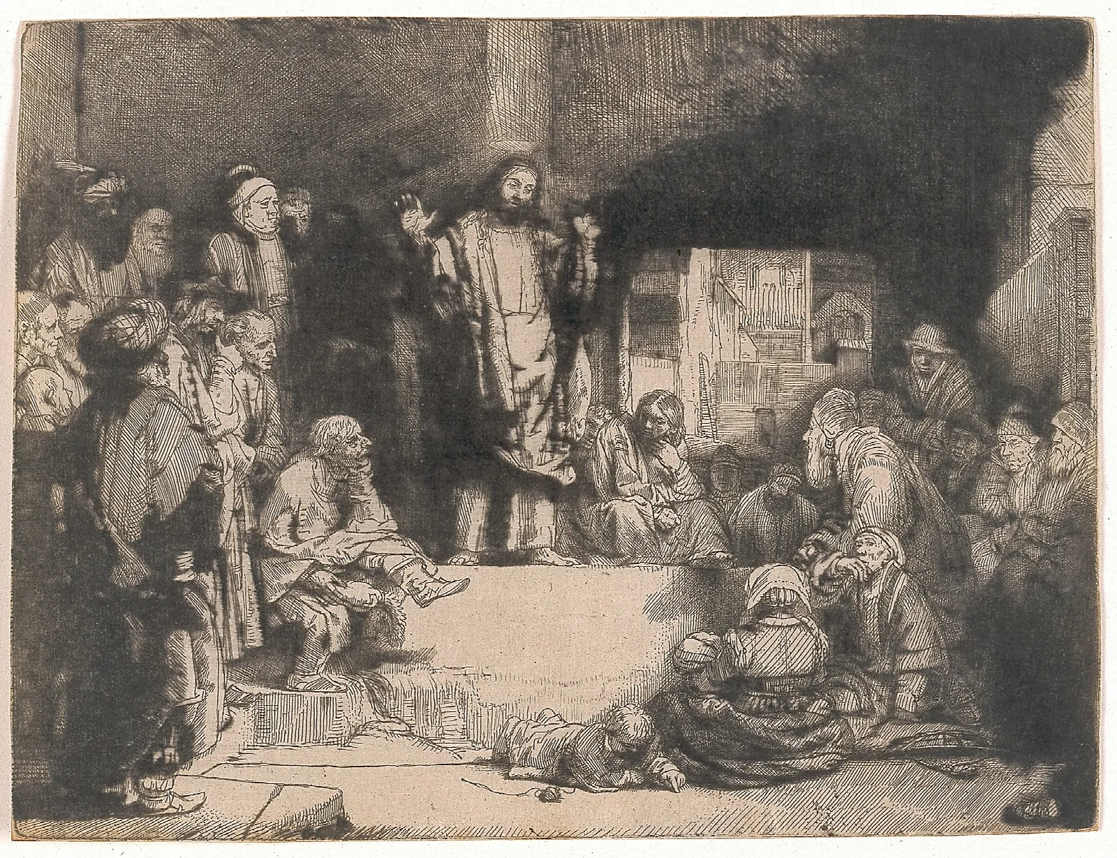 Christ Preaching La Petite Tombe 2 Wall Art by Rembrandt van Rijn - Canvas Print