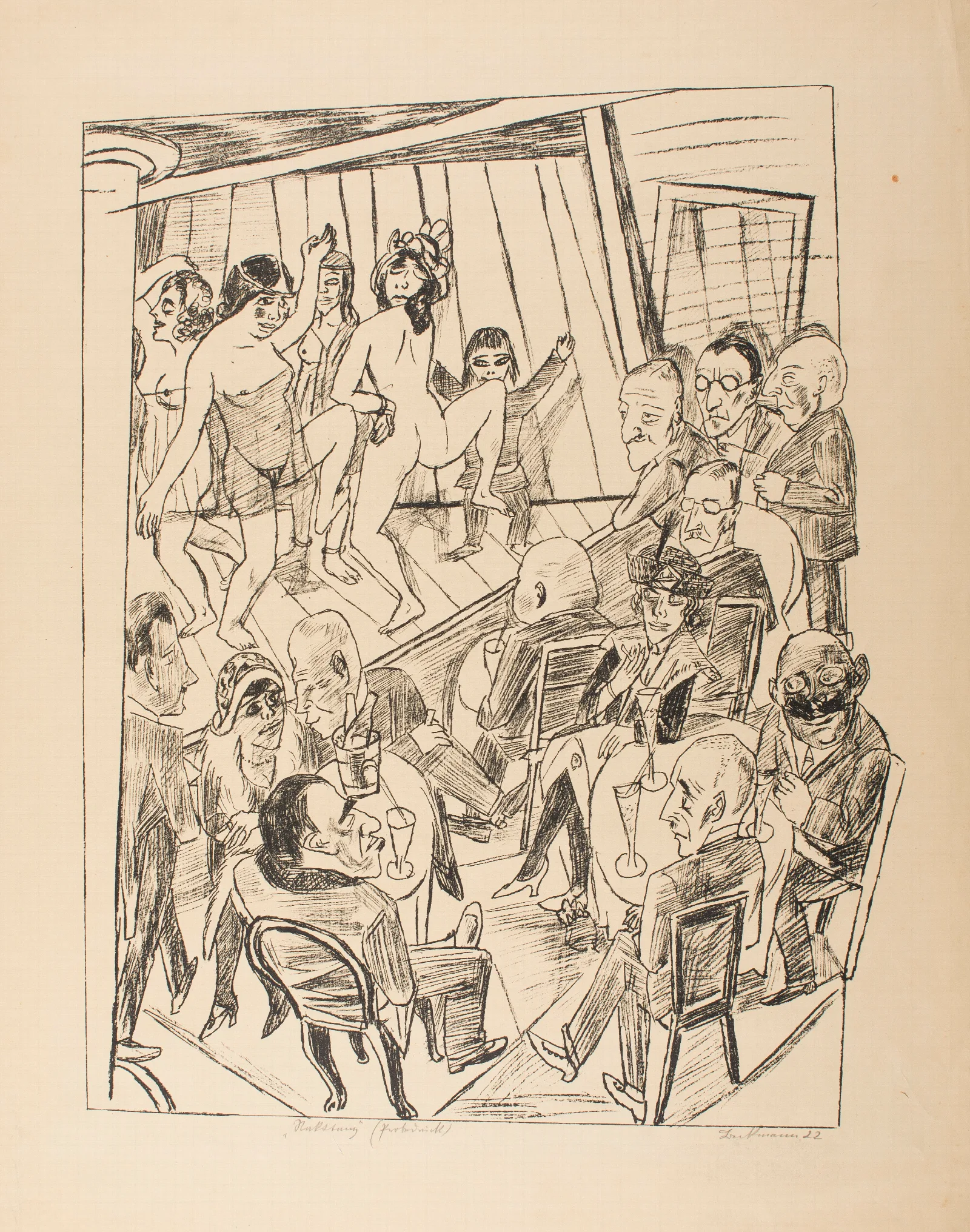 Striptease Plate 4 From The Series Trip To Berlin 1922 Wall Art by Max Beckmann - Canvas Print