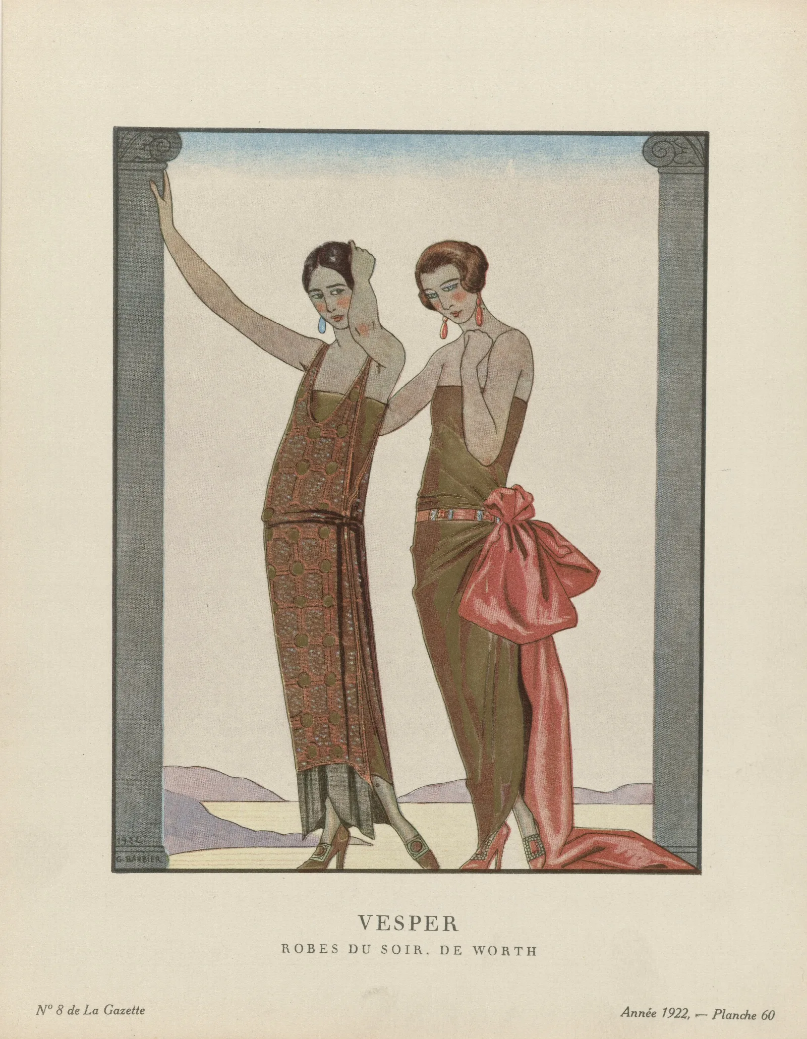 Gazette Du Bon Ton Vesper Robes Du Soir De Worth Wall Art by George Barbier - Canvas Print