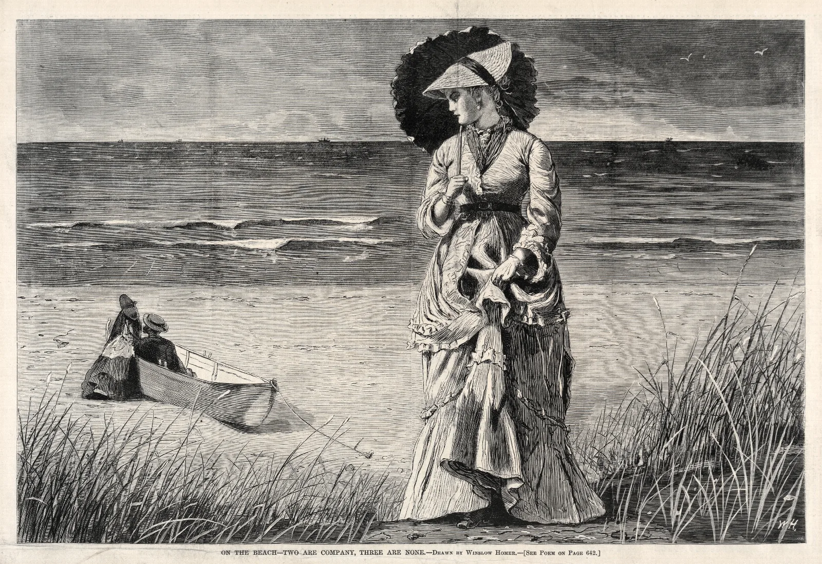 On The Beach Two Are Company Three Are None Wall Art by Winslow Homer - Canvas Print