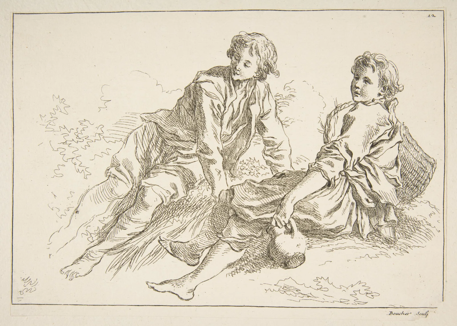 Livre Detude Dapres Les Desseins Originaux De Blomart Pl 11 Wall Art by François Boucher - Canvas Print