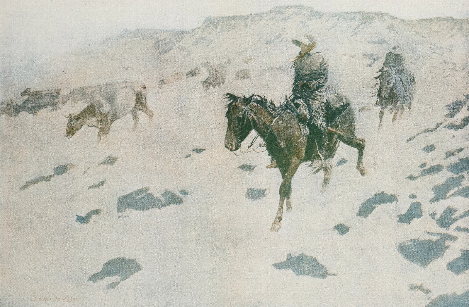 Drifting Before The Storm Wall Art by Frederic Remington - Canvas Print