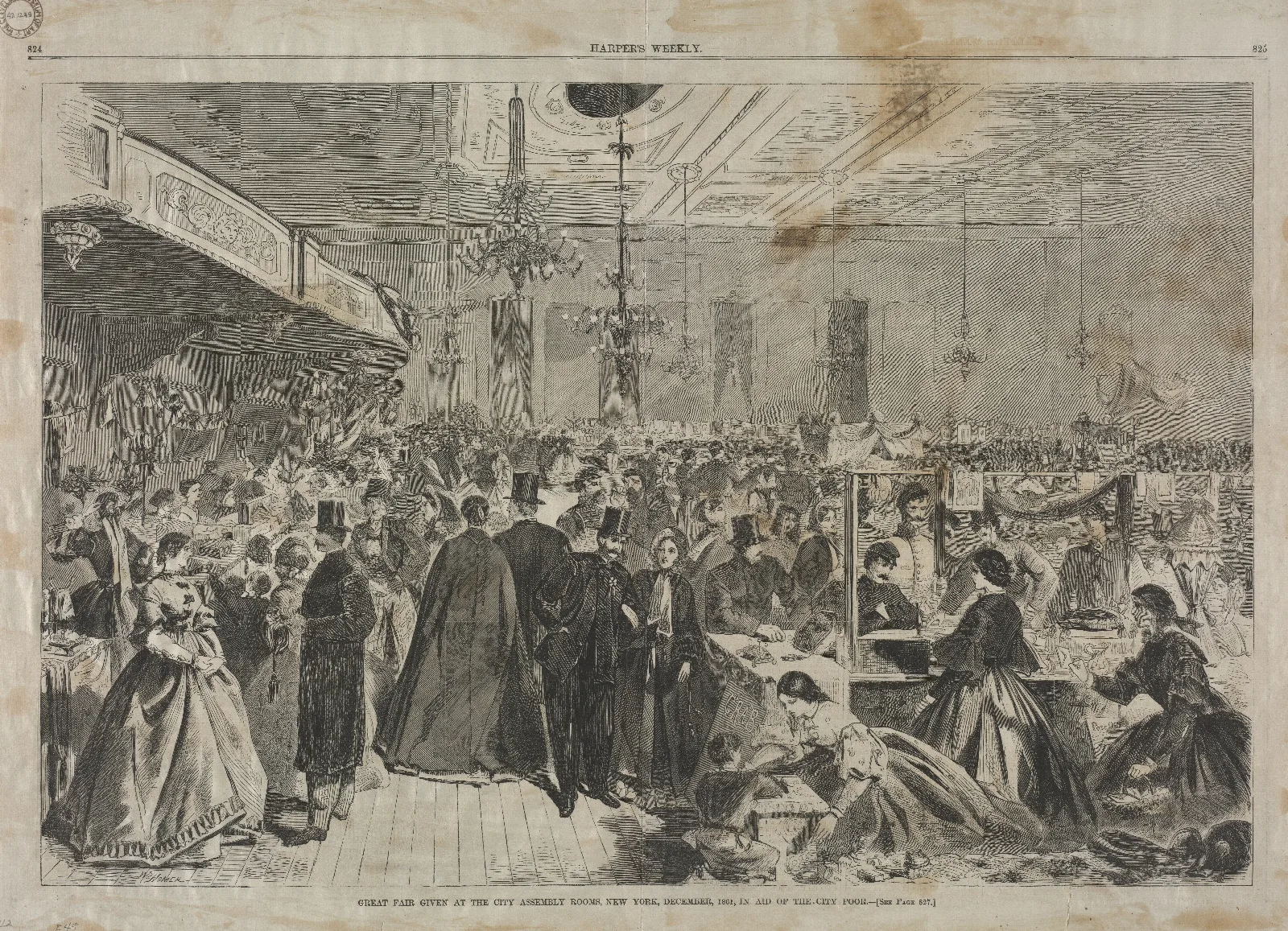 Great Fair Given At The City Assembly Rooms New York December 1861 In Aid Of The City Poor Wall Art by Winslow Homer - Canvas Print