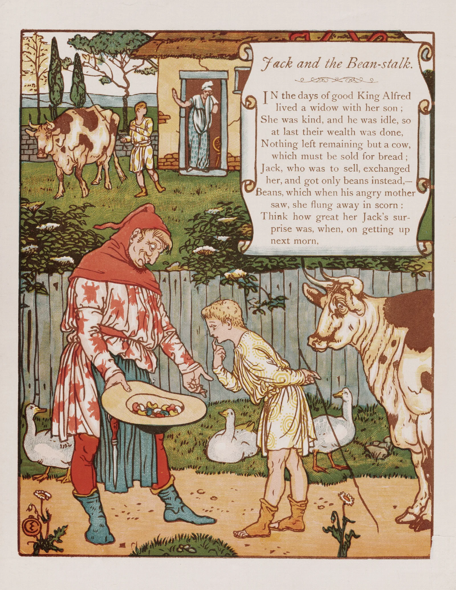 Jack And The Bean Stalk Pl 2 Wall Art by Walter Crane - Canvas Print