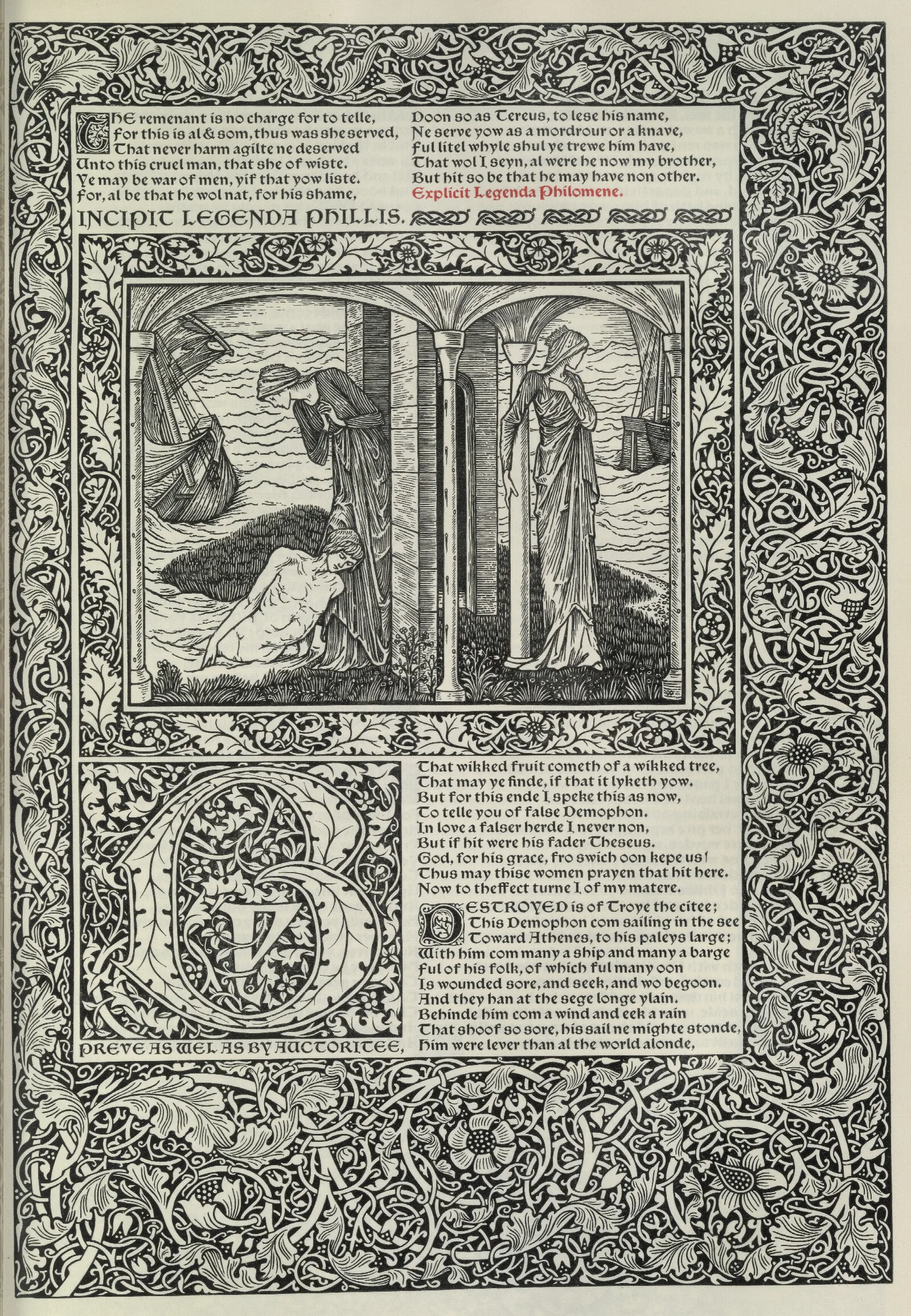 The Works Of Geoffrey Chaucer Pl 69 Wall Art by Sir Edward Coley Burne-Jones - Canvas Print