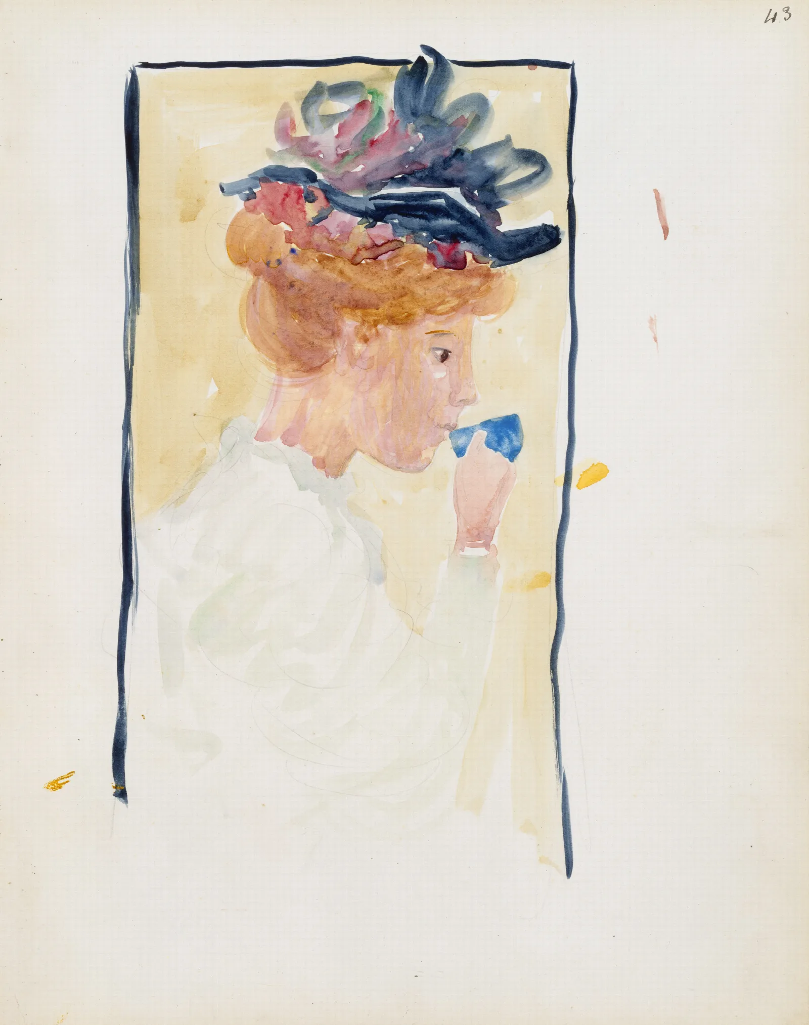 A Woman Drinking From A Cup 2 Wall Art by Maurice Prendergast - Canvas Print