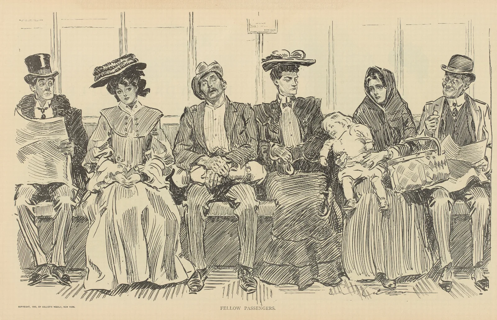 Fellow Passengers Wall Art by Charles Dana Gibson - Canvas Print