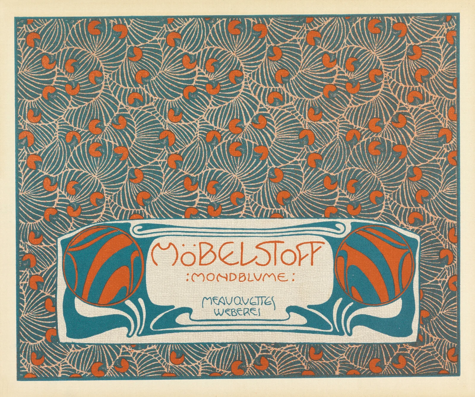 Mobelstoff Mondblume Meauquettes Weberei Moon Blossom Woven Upholstery Fabric Maquette Wall Art by Koloman Moser - Canvas Print