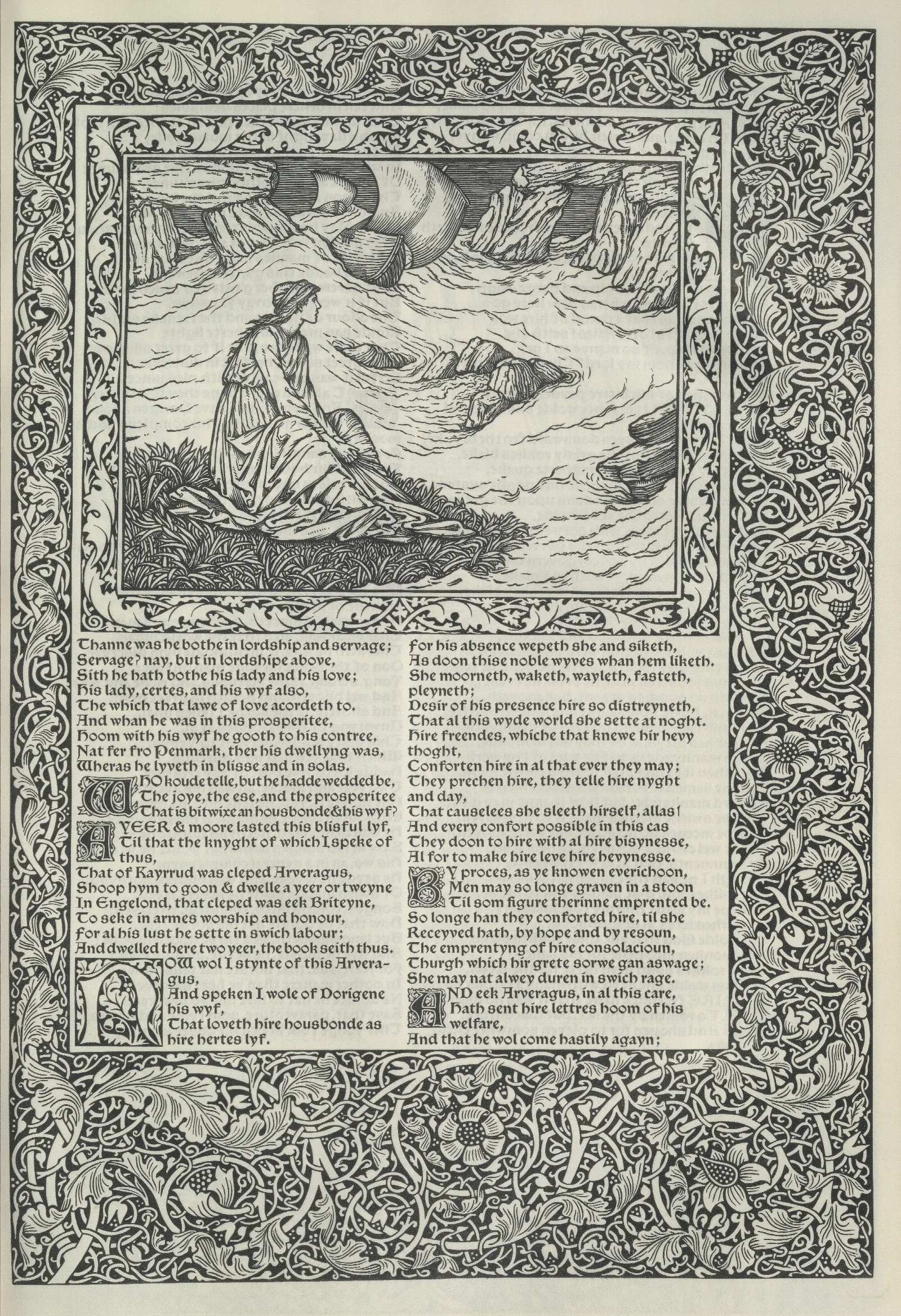 The Works Of Geoffrey Chaucer Pl 23 Wall Art by Sir Edward Coley Burne-Jones - Canvas Print