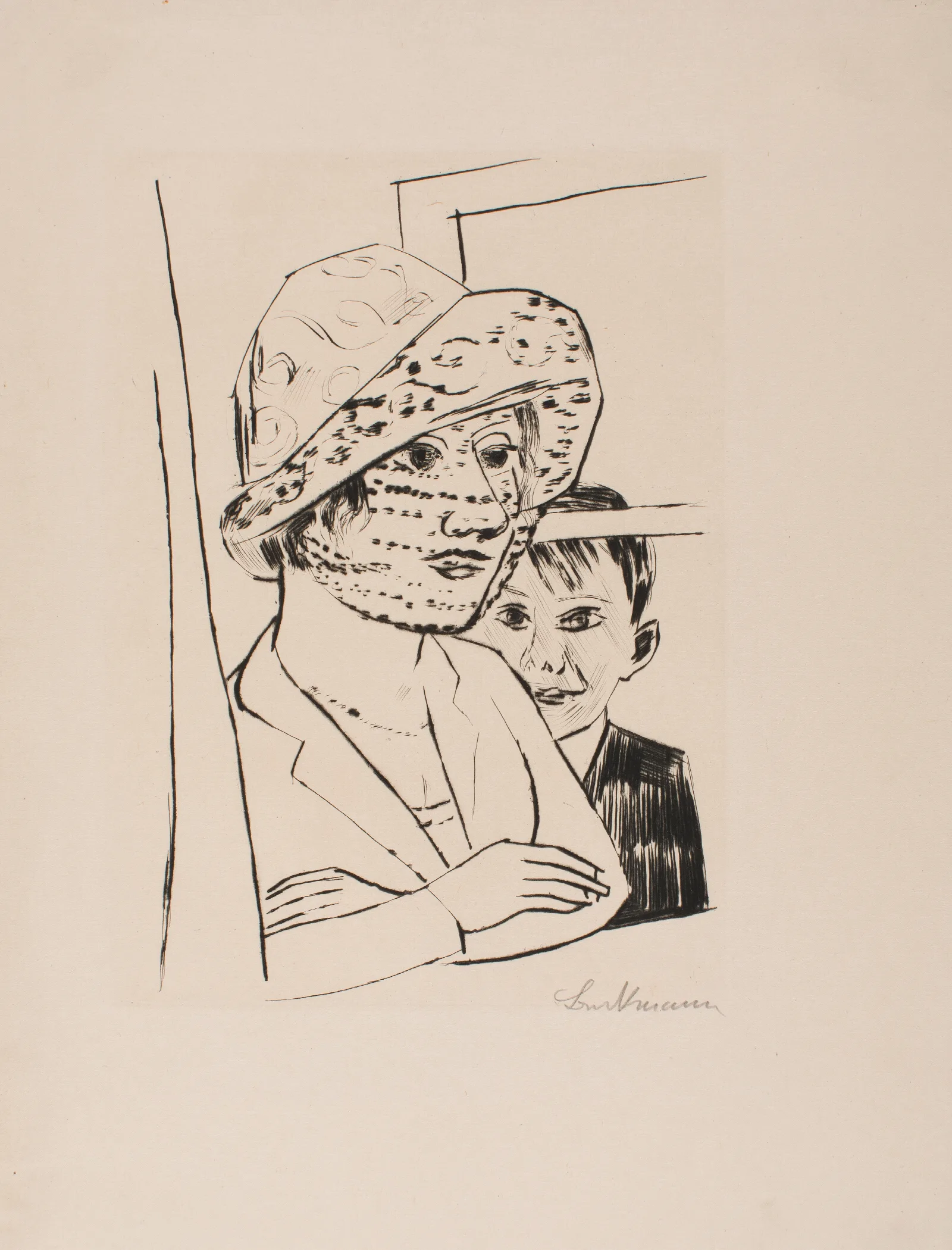 Woman With Boy Wall Art by Max Beckmann - Canvas Print