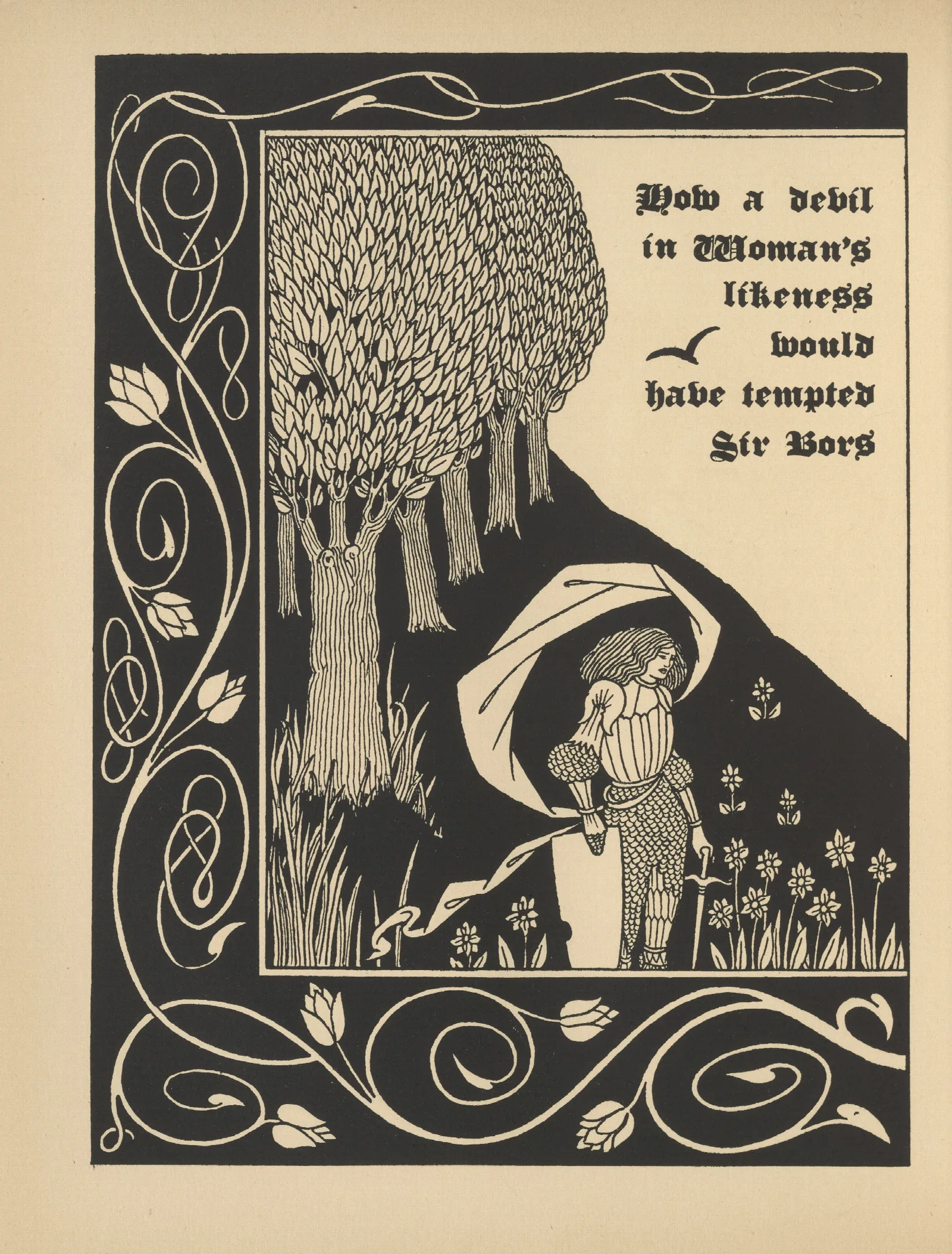 How A Devil In Womans Likeness Would Have Tempted Sir Bors Wall Art by Aubrey Vincent Beardsley - Canvas Print