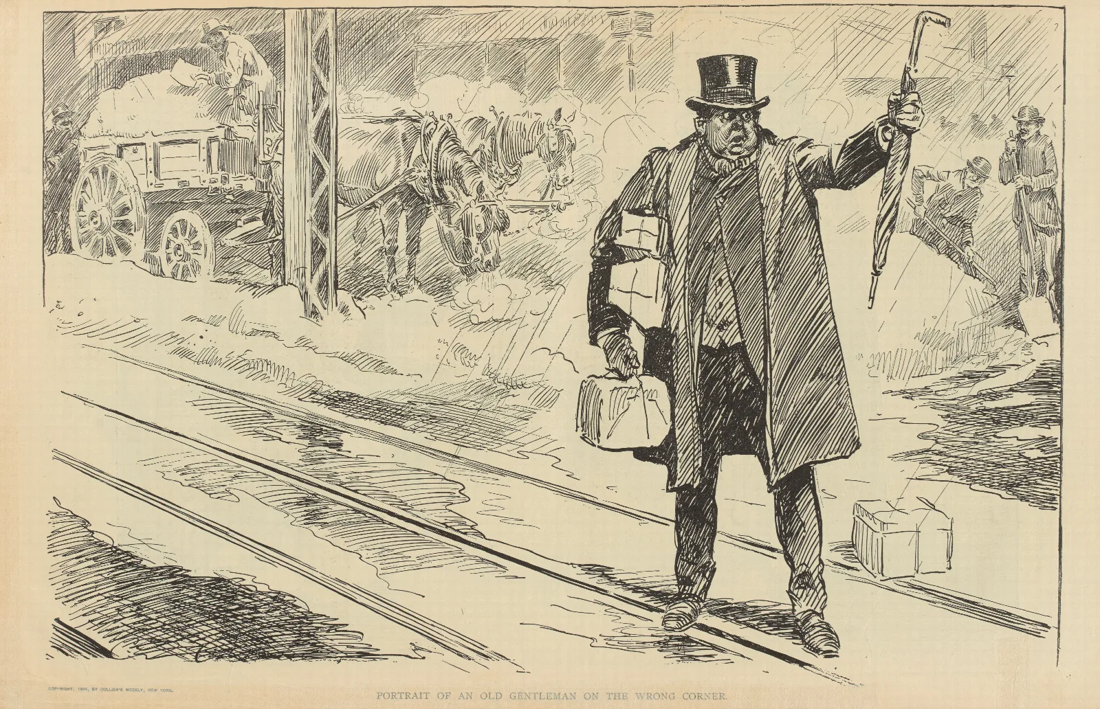 Portrait Of An Old Gentleman On The Wrong Corner Wall Art by Charles Dana Gibson - Canvas Print