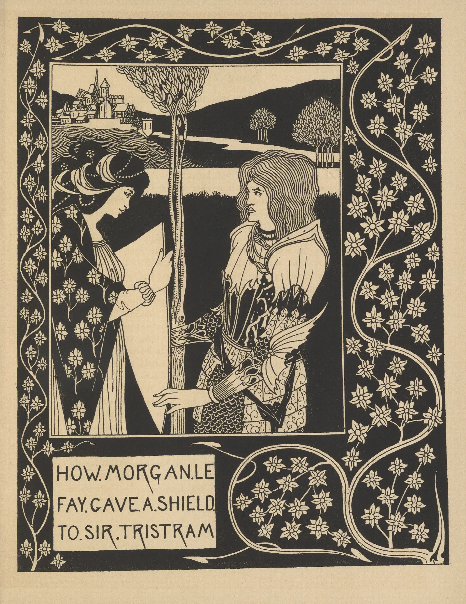 How Morgan Le Fay Gave A Shield To Sir Tristram Wall Art by Aubrey Vincent Beardsley - Canvas Print