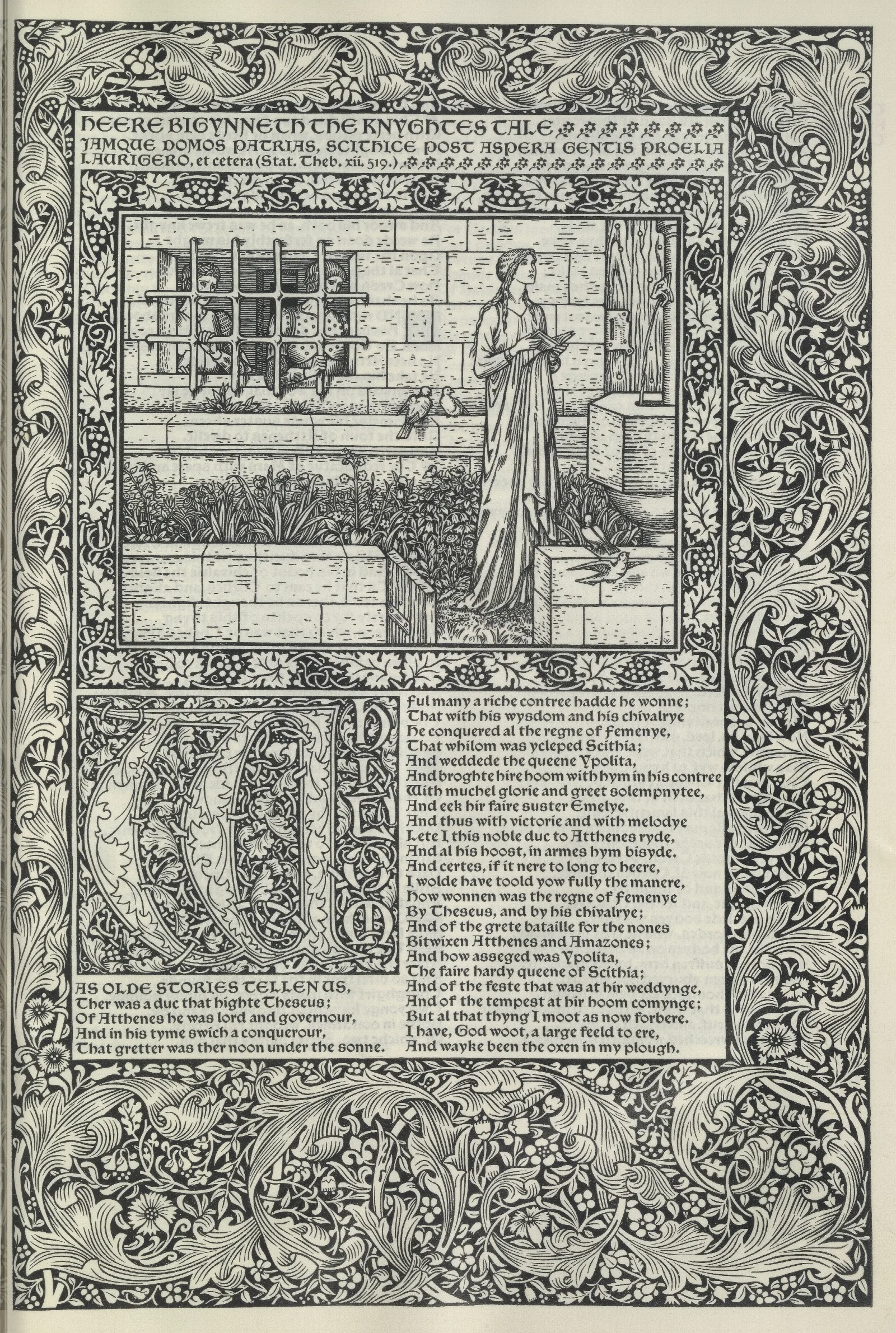 The Works Of Geoffrey Chaucer Pl 03 Wall Art by Sir Edward Coley Burne-Jones - Canvas Print