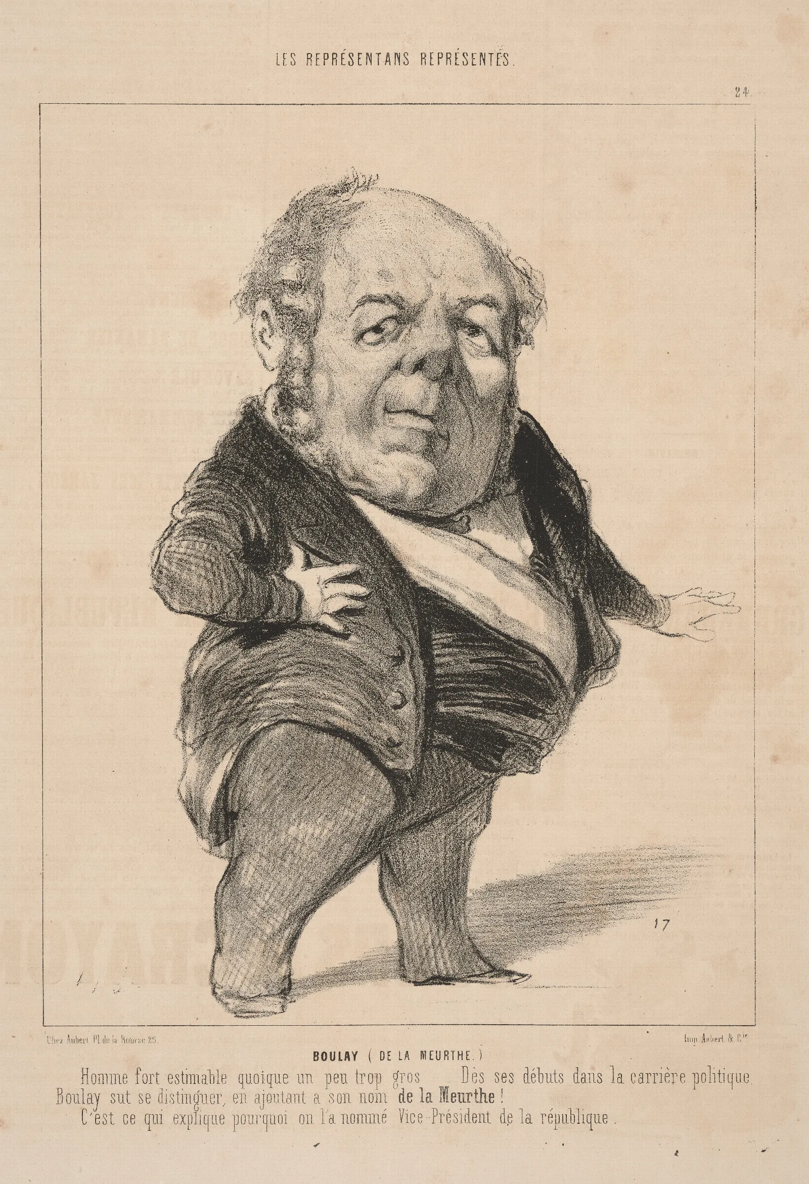 Boulay Fat Man With Right Hand On Hip Wall Art by Honoré Daumier - Canvas Print