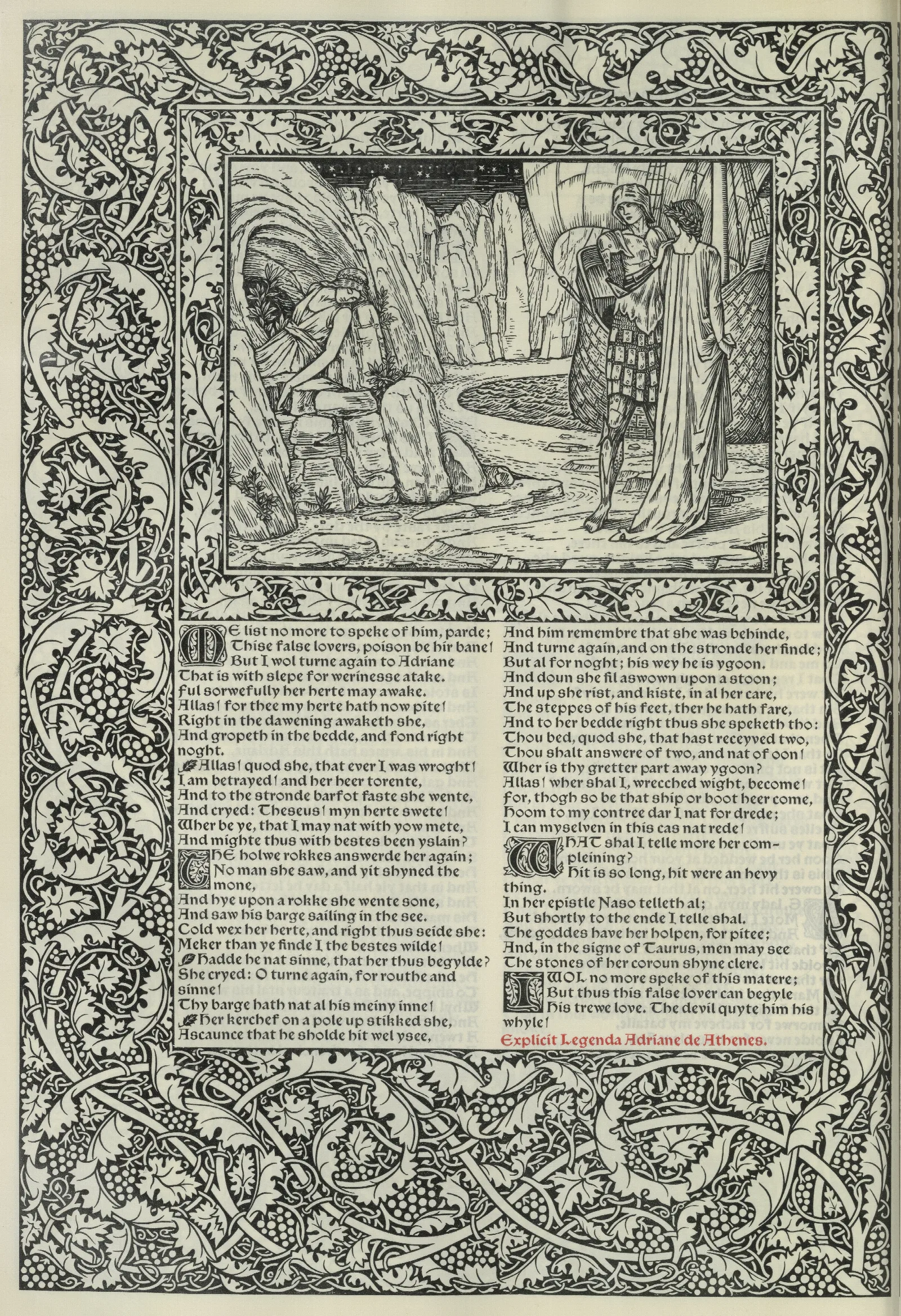 The Works Of Geoffrey Chaucer Pl 67 Wall Art by Sir Edward Coley Burne-Jones - Canvas Print