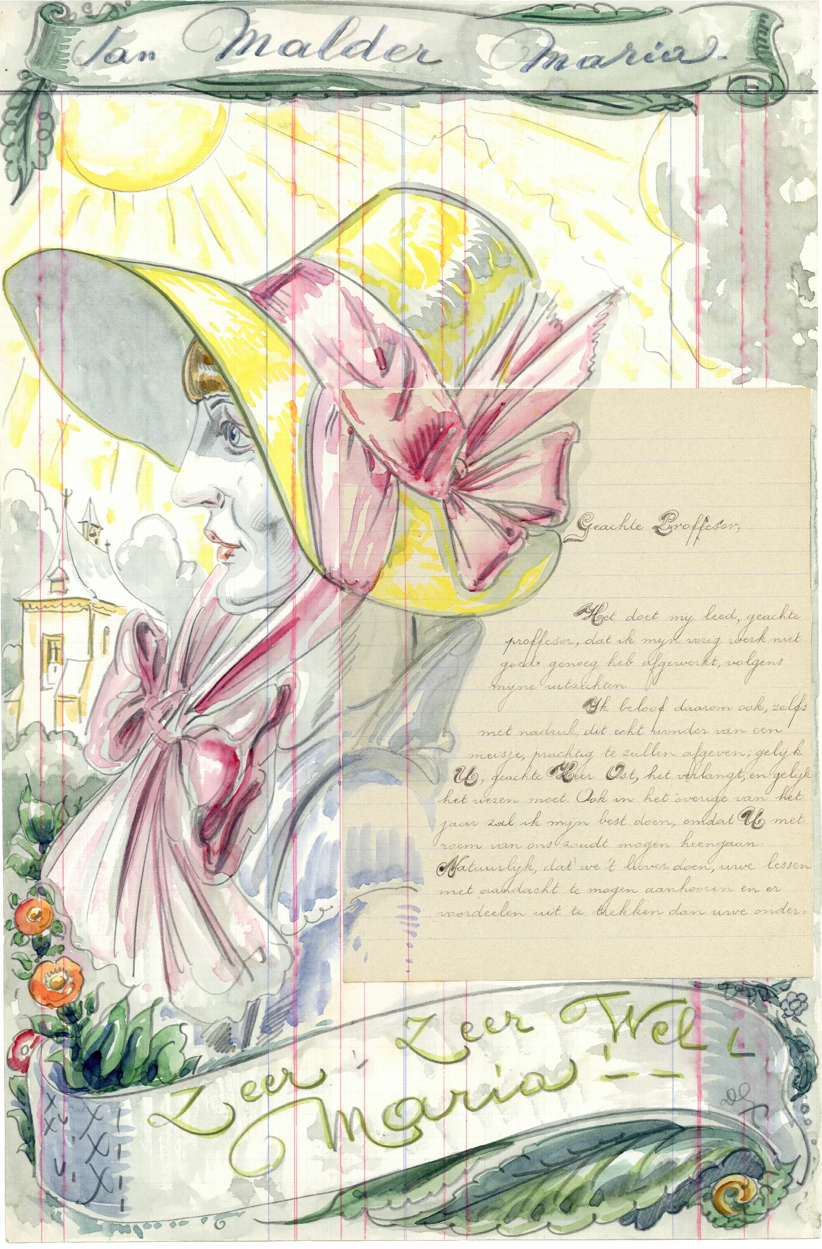 Briefillustratie Maria Van Malder Wall Art by Alfred Ost - Canvas Print