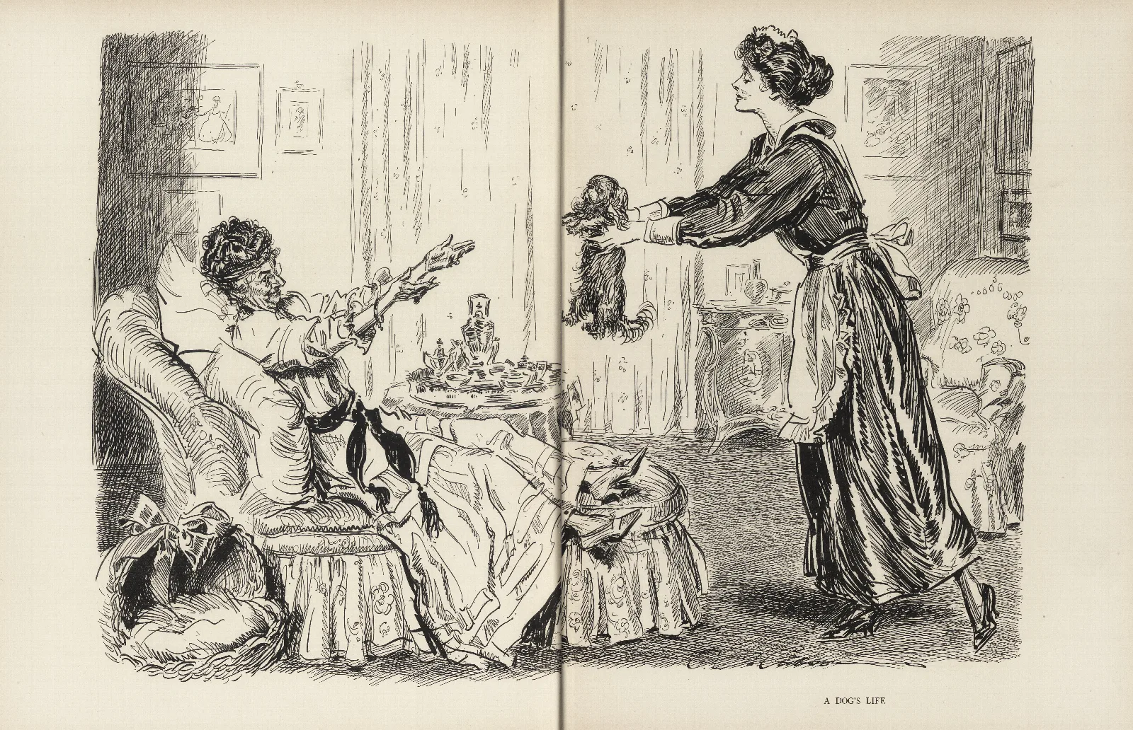A Dogs Life 2 Wall Art by Charles Dana Gibson - Canvas Print