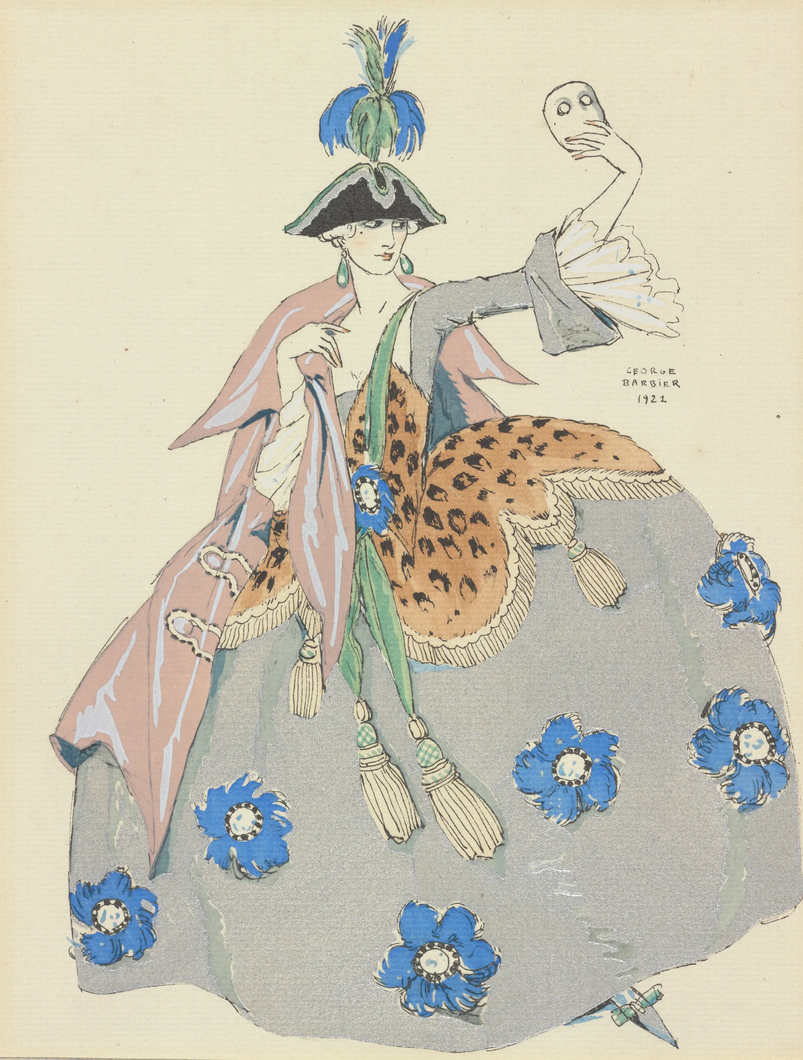 Costume Design Drawing For Une Ombre In La Derniere Nuit De Don Juan Wall Art by George Barbier - Canvas Print