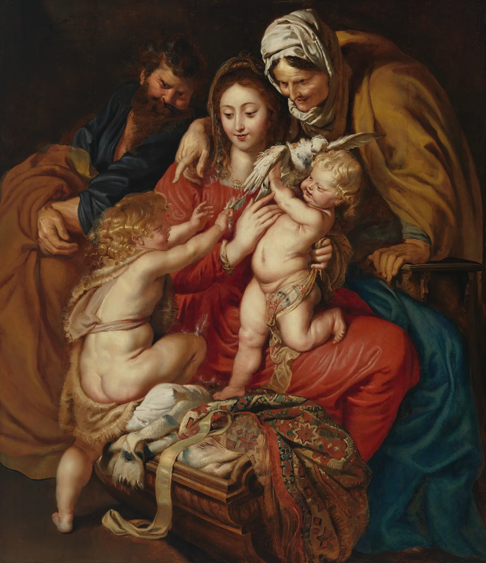 The Holy Family With St Elizabeth St John And A Dove Wall Art by Peter Paul Rubens - Canvas Print