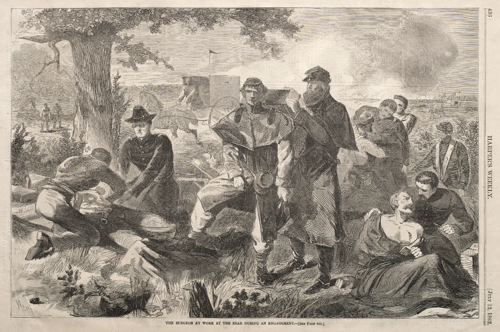 The Surgeon At Work At The Rear During An Engagement Wall Art by Winslow Homer - Canvas Print