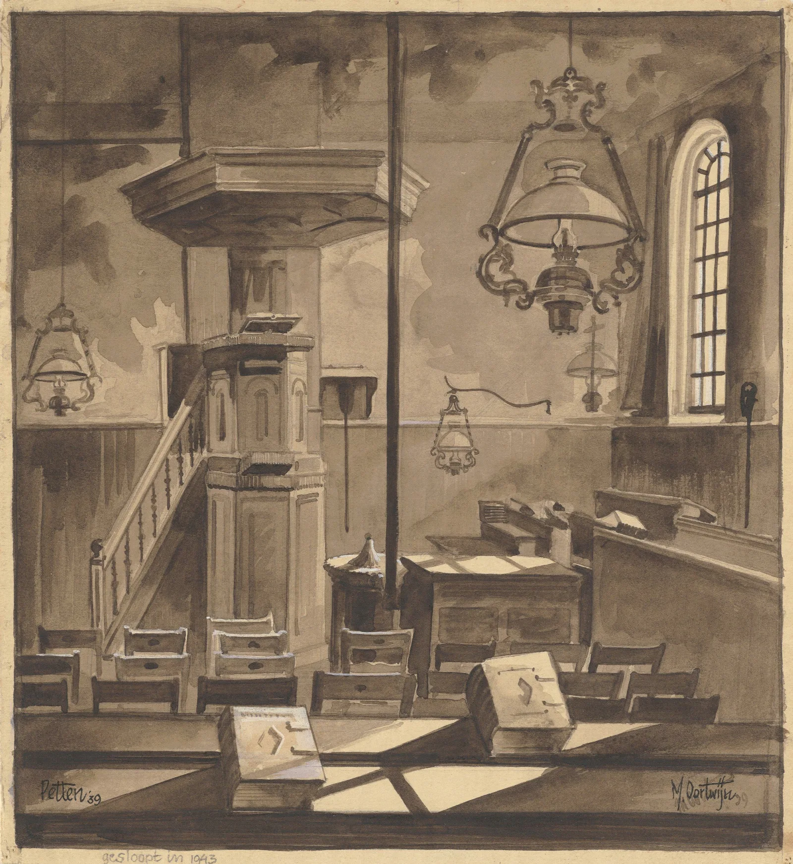 Interieur Van De Kerk Te Pette Die In 1943 Is Gesloopt Door De Duitse Bezetter Wall Art by Maarten Oortwijn - Canvas Print