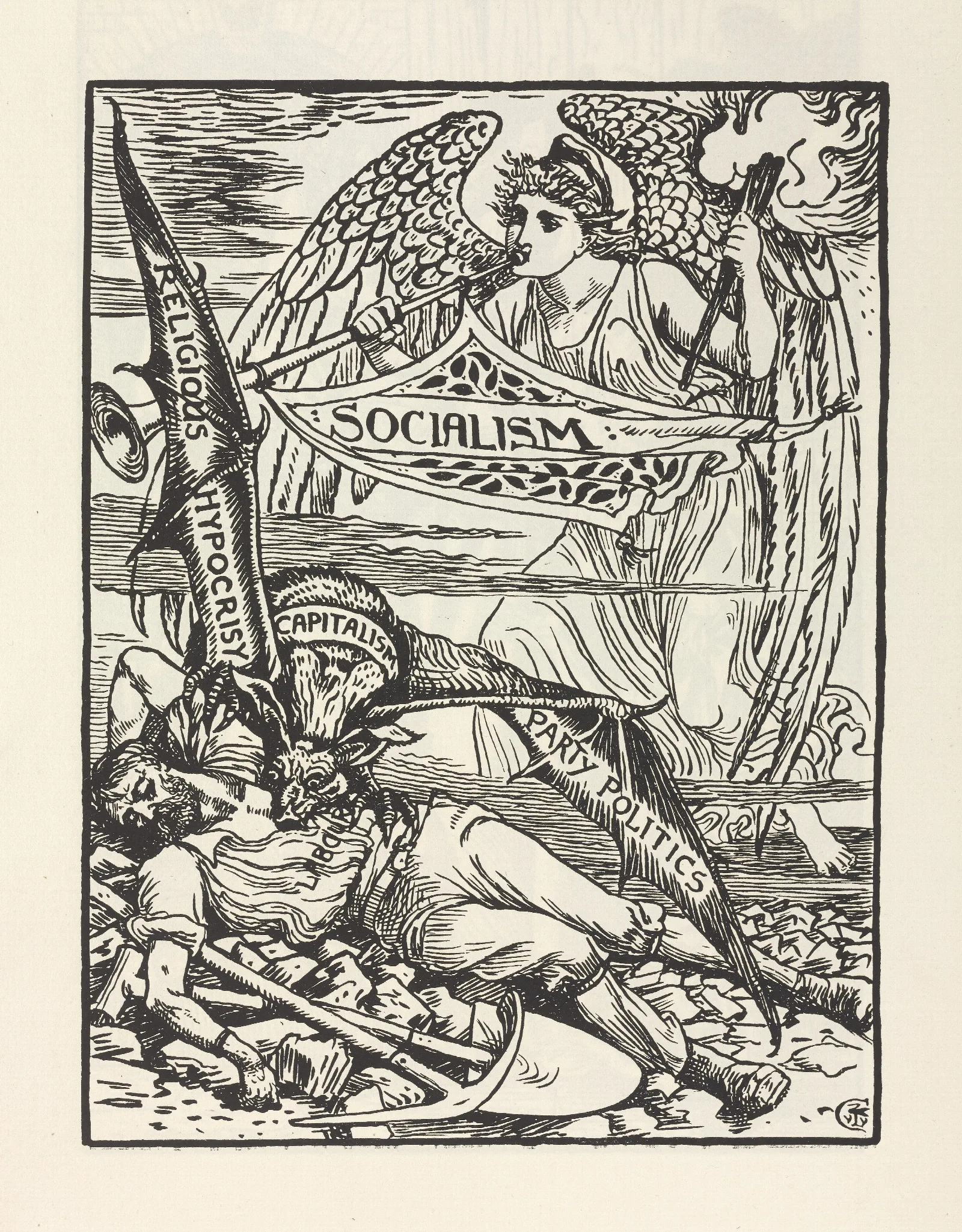 Cartoons For The Cause Pl 4 Wall Art by Walter Crane - Canvas Print