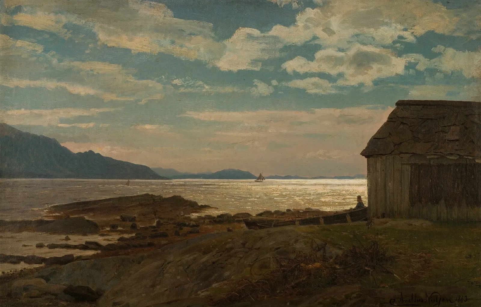 Fra Olvestranden Hardanger Wall Art by Amaldus Nielsen - Canvas Print