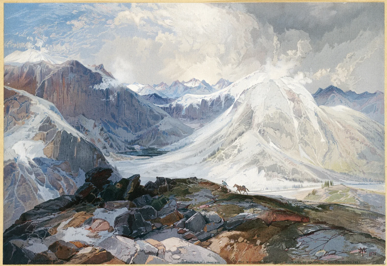 The Mosquito Trail Rocky Mountains Of Colorado Elevation 12000 Feet Wall Art by Thomas Moran - Canvas Print