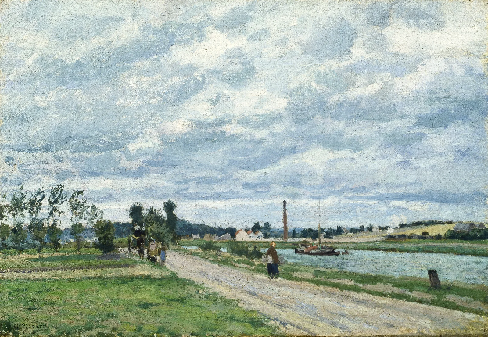 The Banks Of The Oise Near Pontoise Wall Art by Camille Pissarro - Canvas Print