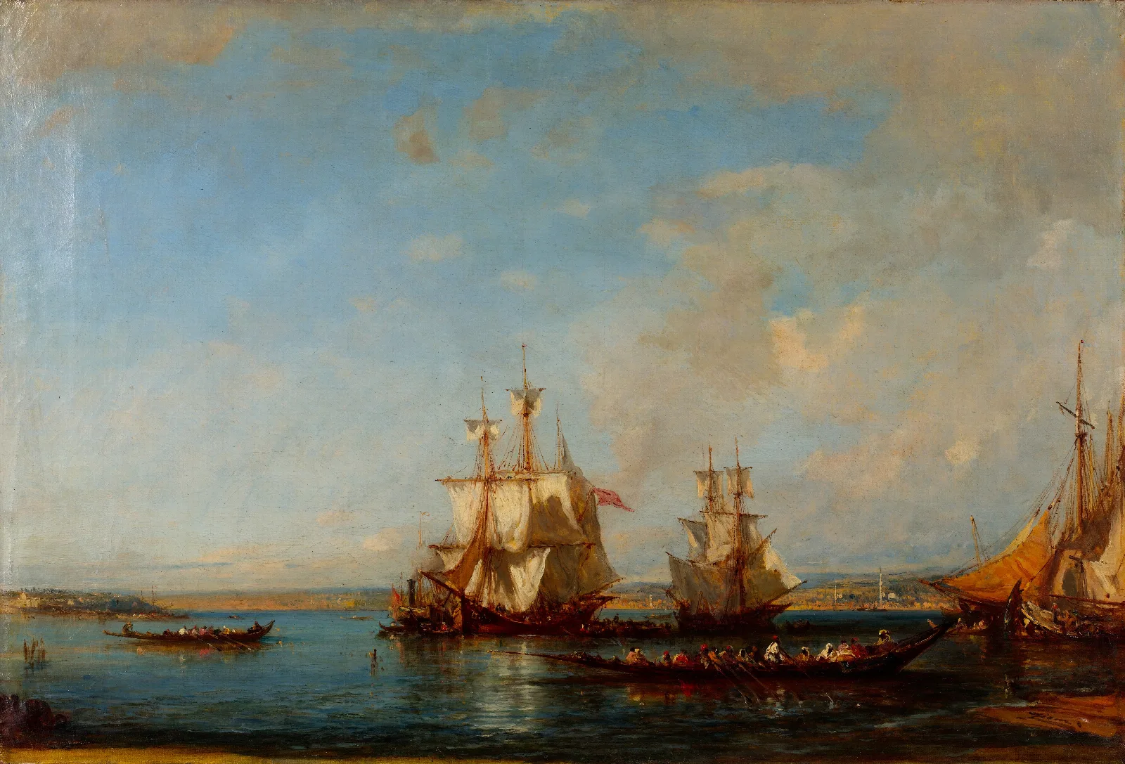 Caiques And Sailboats At The Bosphorus Wall Art by Félix Ziem - Canvas Print